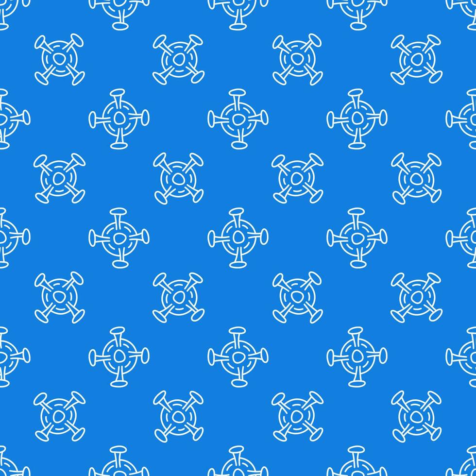980x980 Microbe Bioengineering vector concept line blue seamless pattern