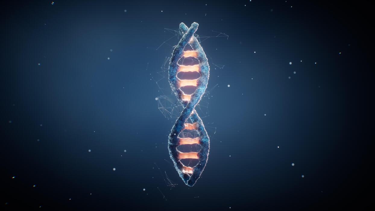 1244x700 Biological DNA with bioengineering concept, 3D rendering