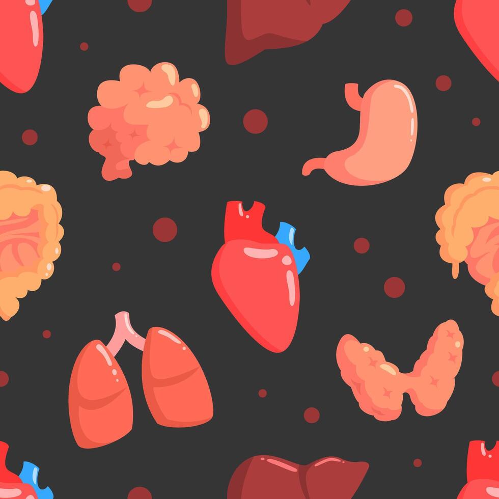980x980 Human Organs Seamless Pattern, Medical Science Innovation, Bioengineering Technologies Backdrop, Wallpaper, Packaging, Textile Design Illustration