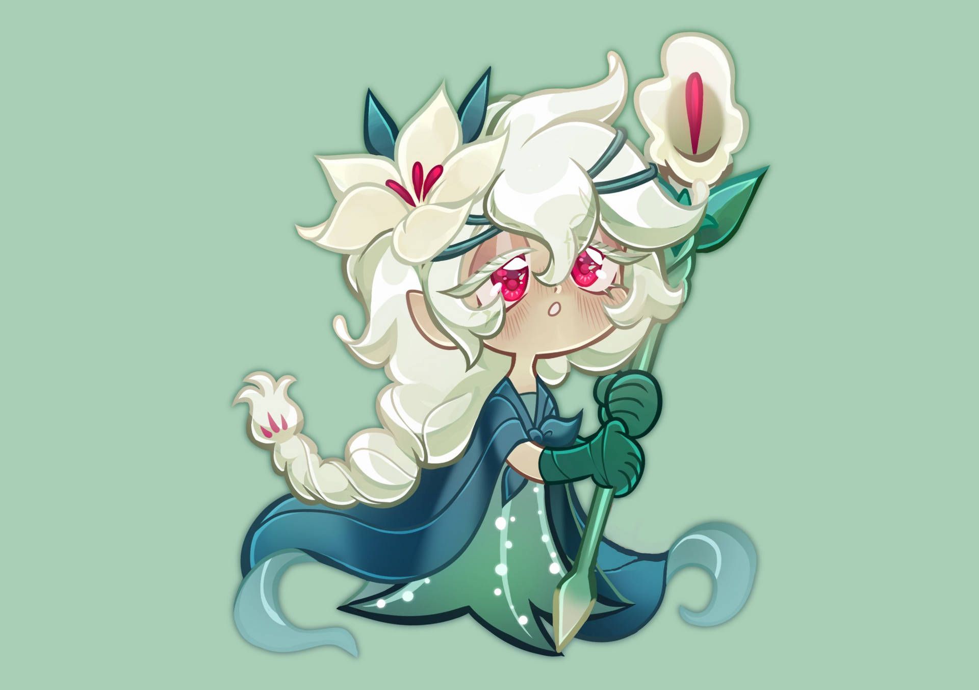 1920x1353 Download White Lily Cookie Running in Cookie Run Game Adventure Wallpaper