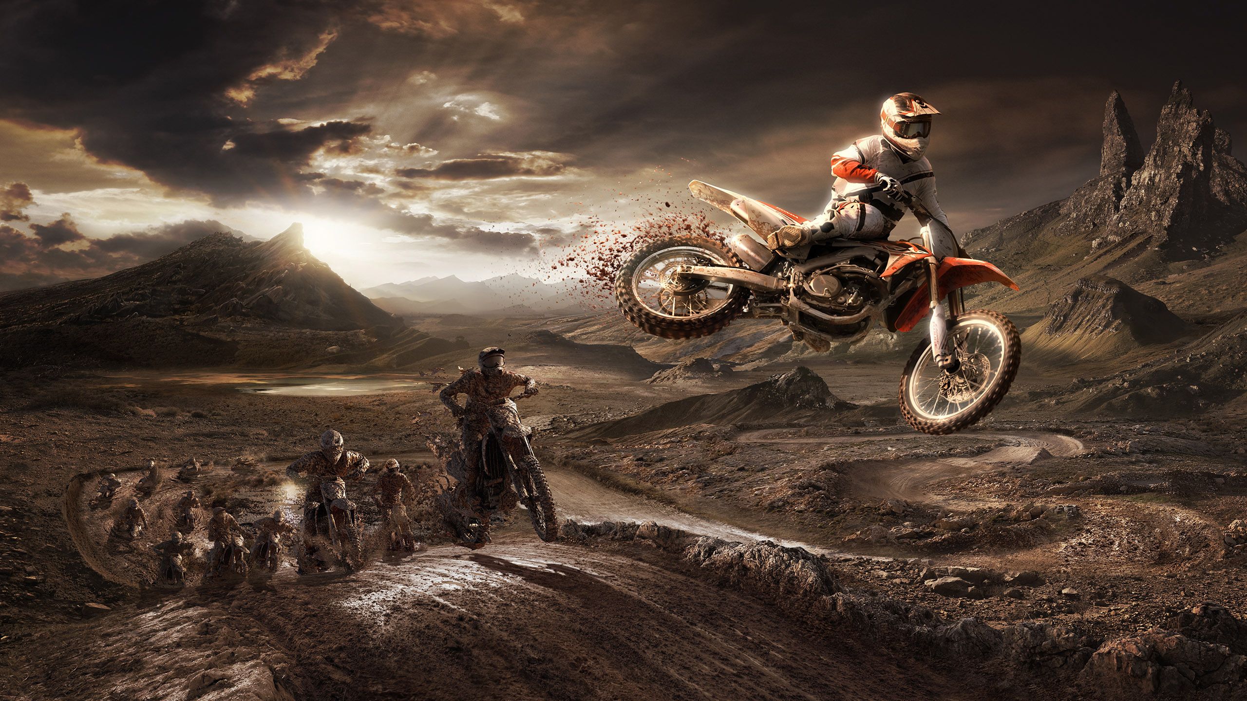 2560x1440 HONDA CRF 450R Riders Jumping From The Sand Mud Wallpaper, 1440x900 Resolution HD 4k Wallpaper, Image, Background, Photos and Picture