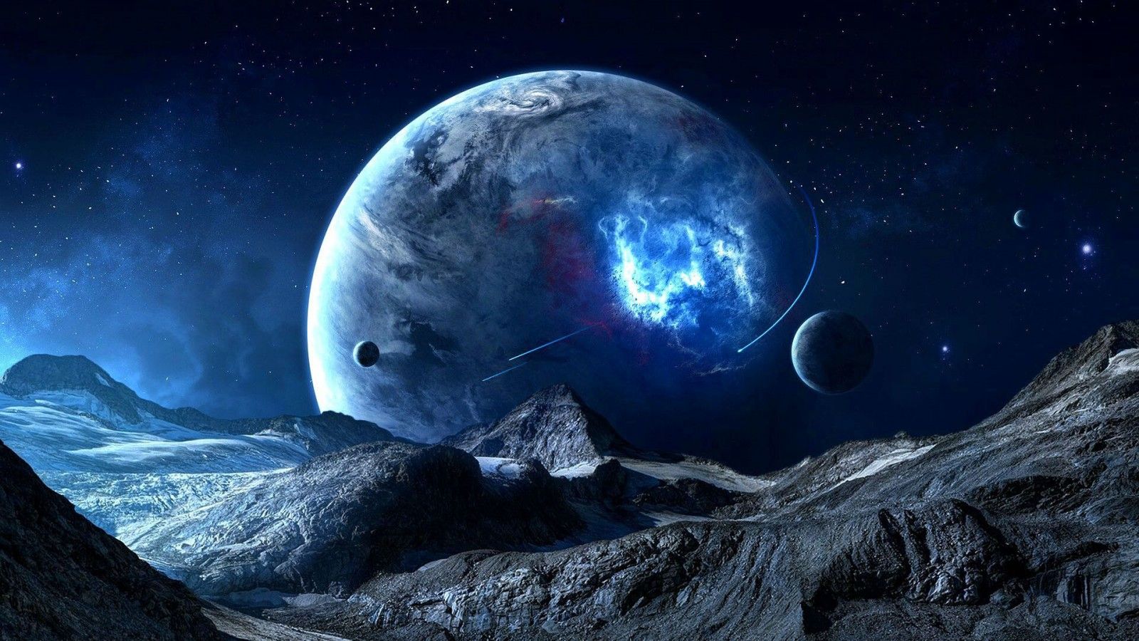 1600x900 Moon Space Galaxy Starry Sky Background During Nighttime HD Moon Wallpaper