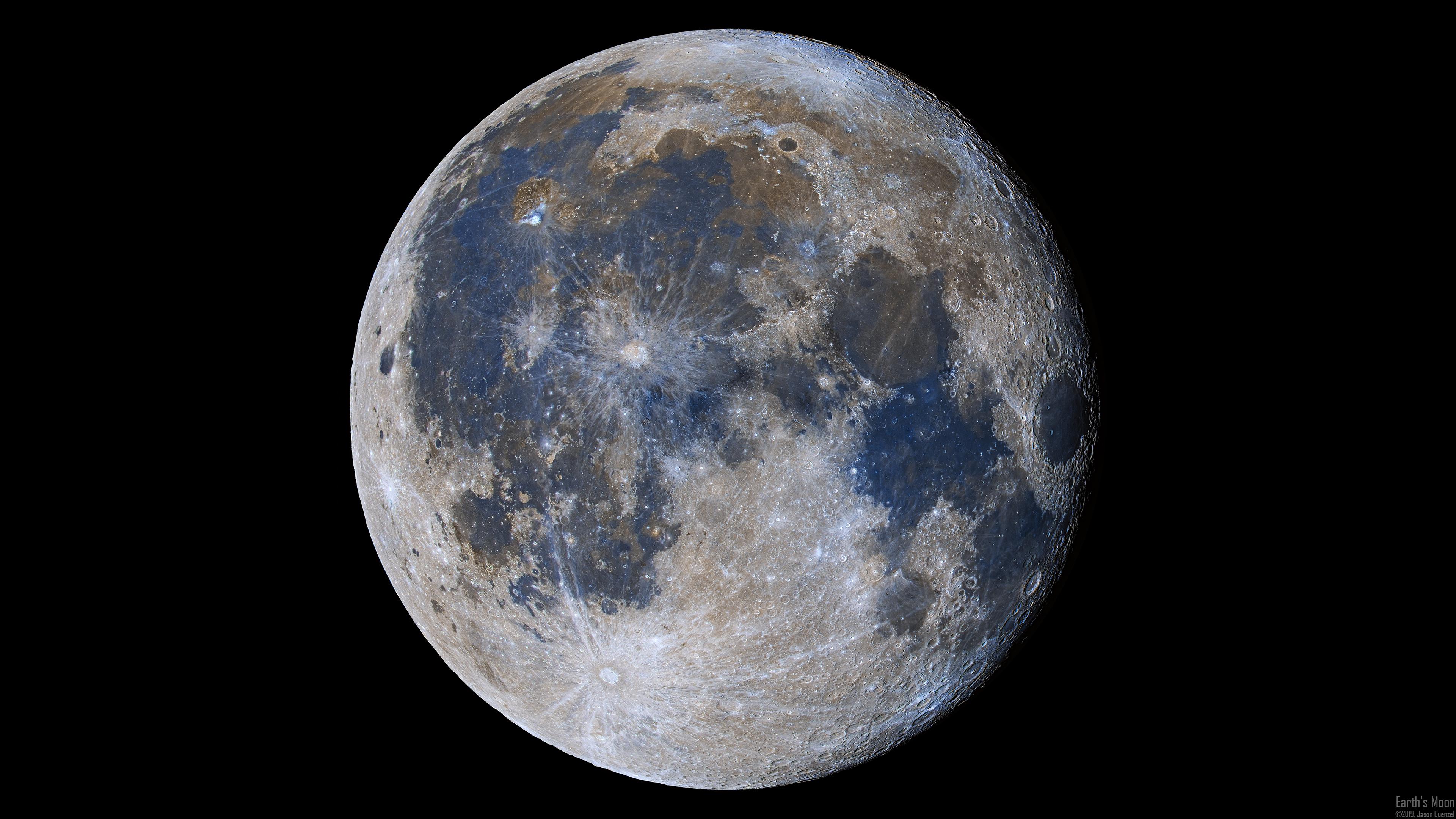 3840x2160 I Took A Full Color Image Of The Moon And Boosted The Contrast And Saturation To Being Out The Mineralogy Of The Lunar Surface. Here Is A 4K Wallpaper Of The Result. [OC]