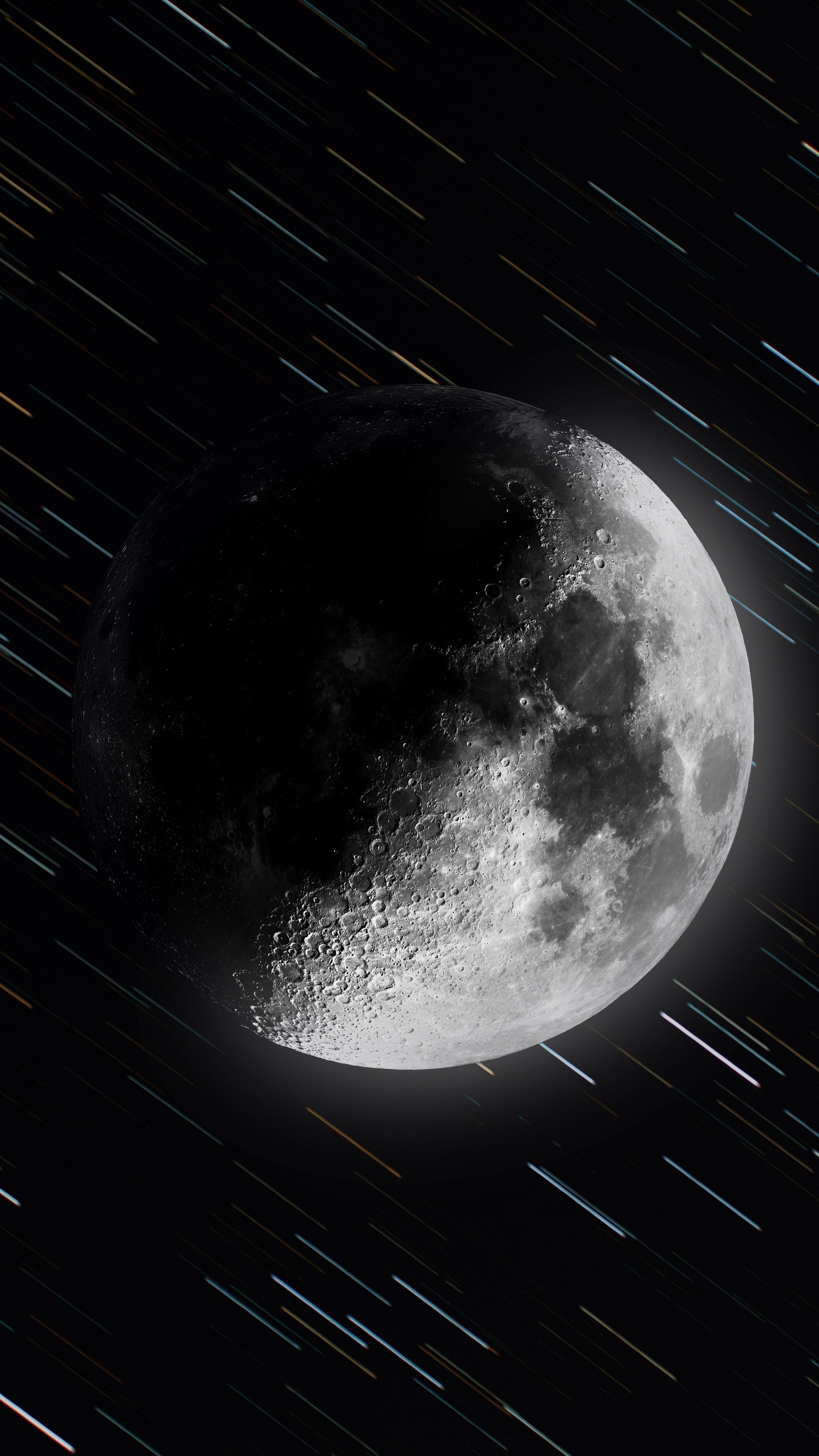 2160x3840 Moon Wallpaper 4K, Monochrome, Dark background