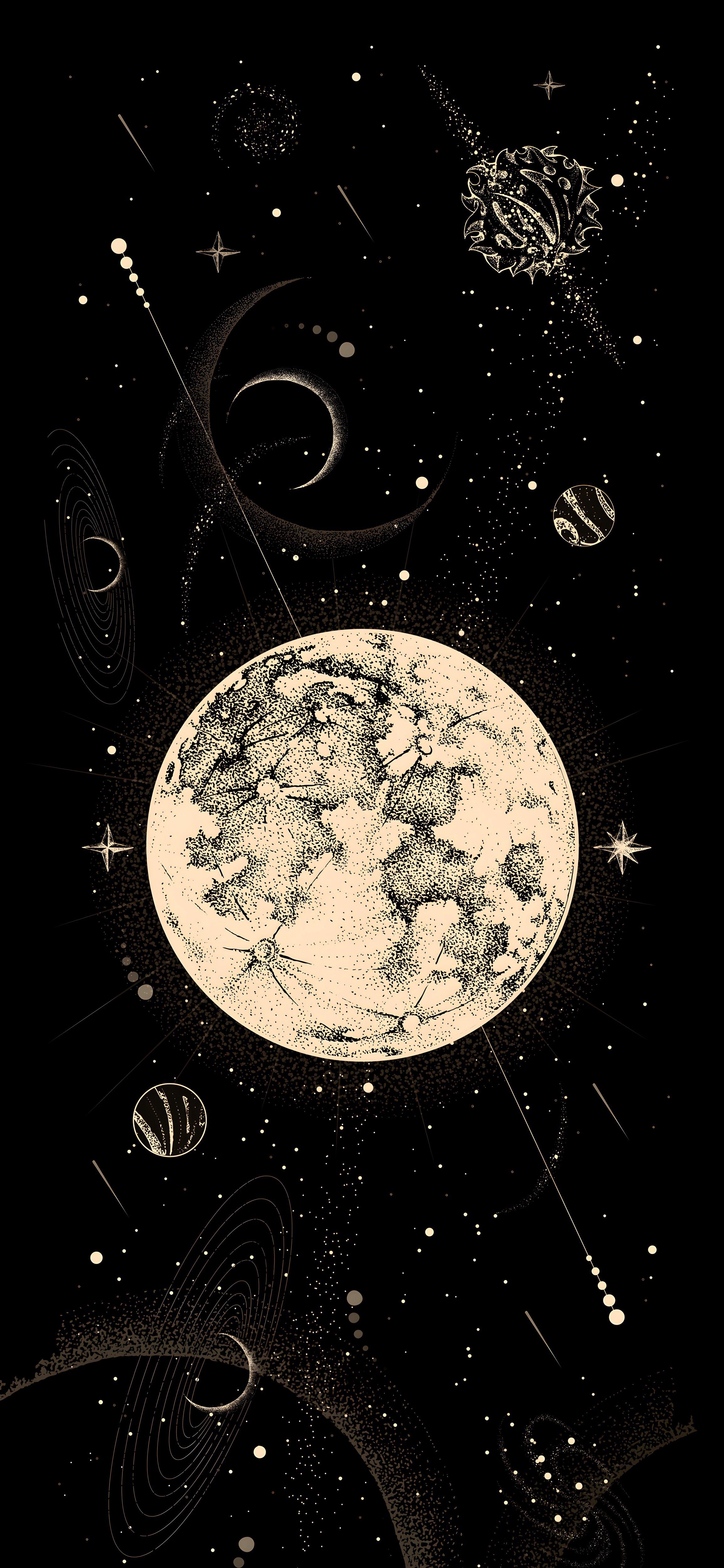 2309x5000 Vintage Moon Space wallpaper [2309x5000]