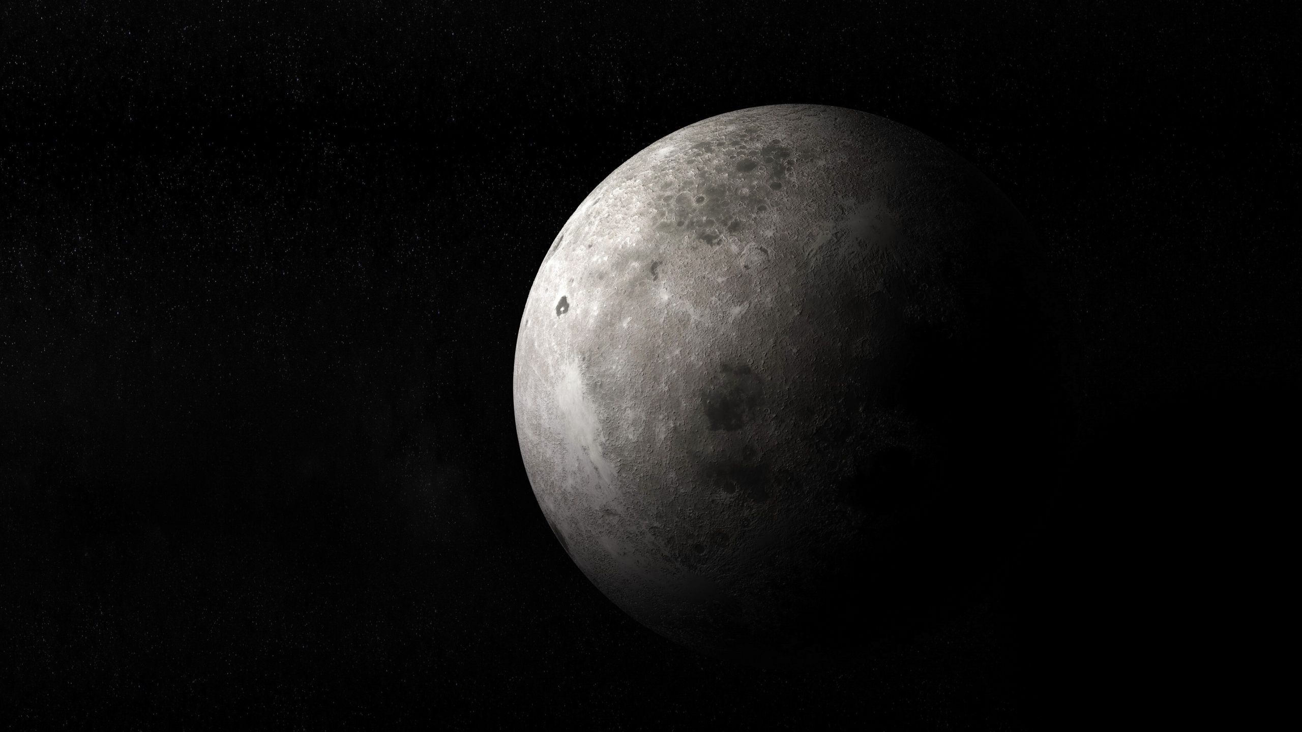 2560x1440 Moon Wallpaper 4K, Black background, Planet