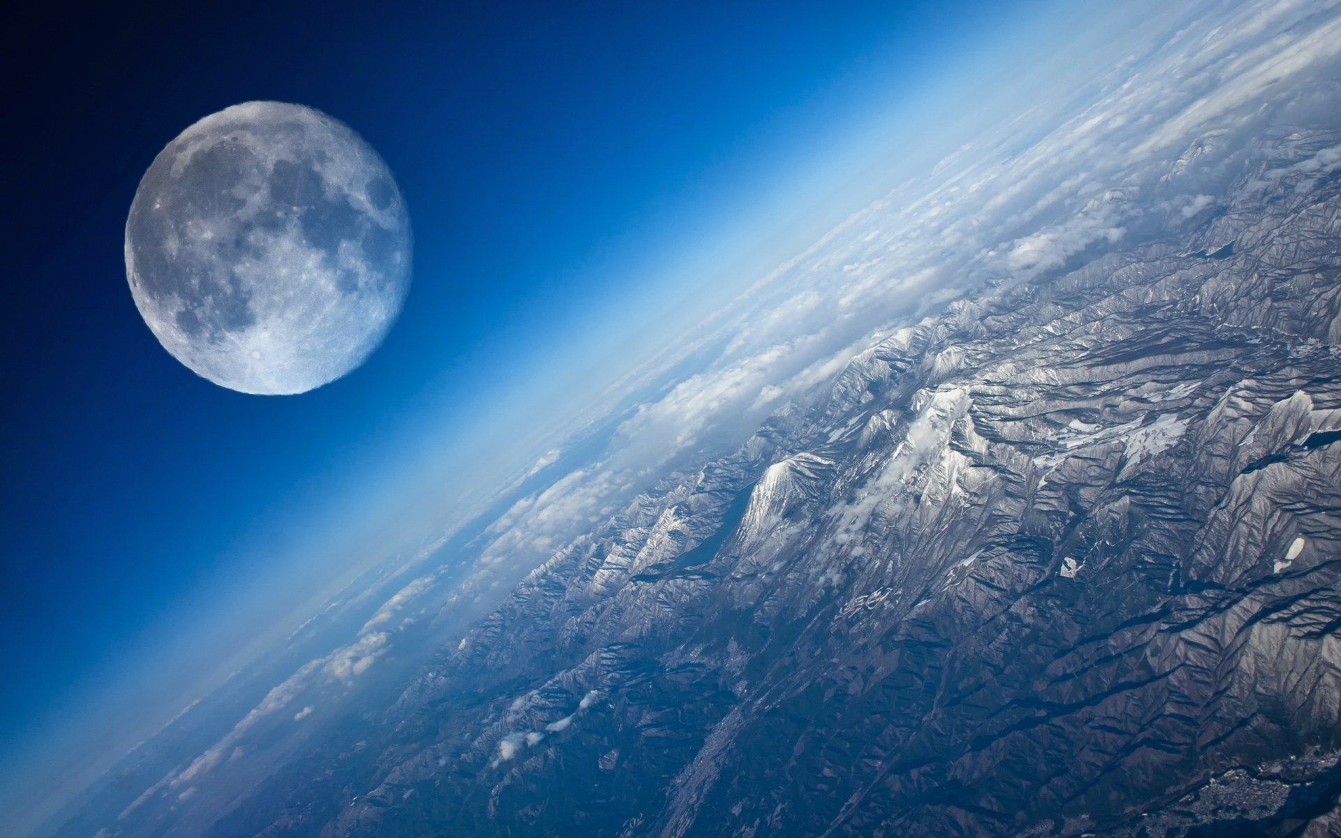 1920x1200 Stunning HD Wallpaper: Moon and Earth from Space