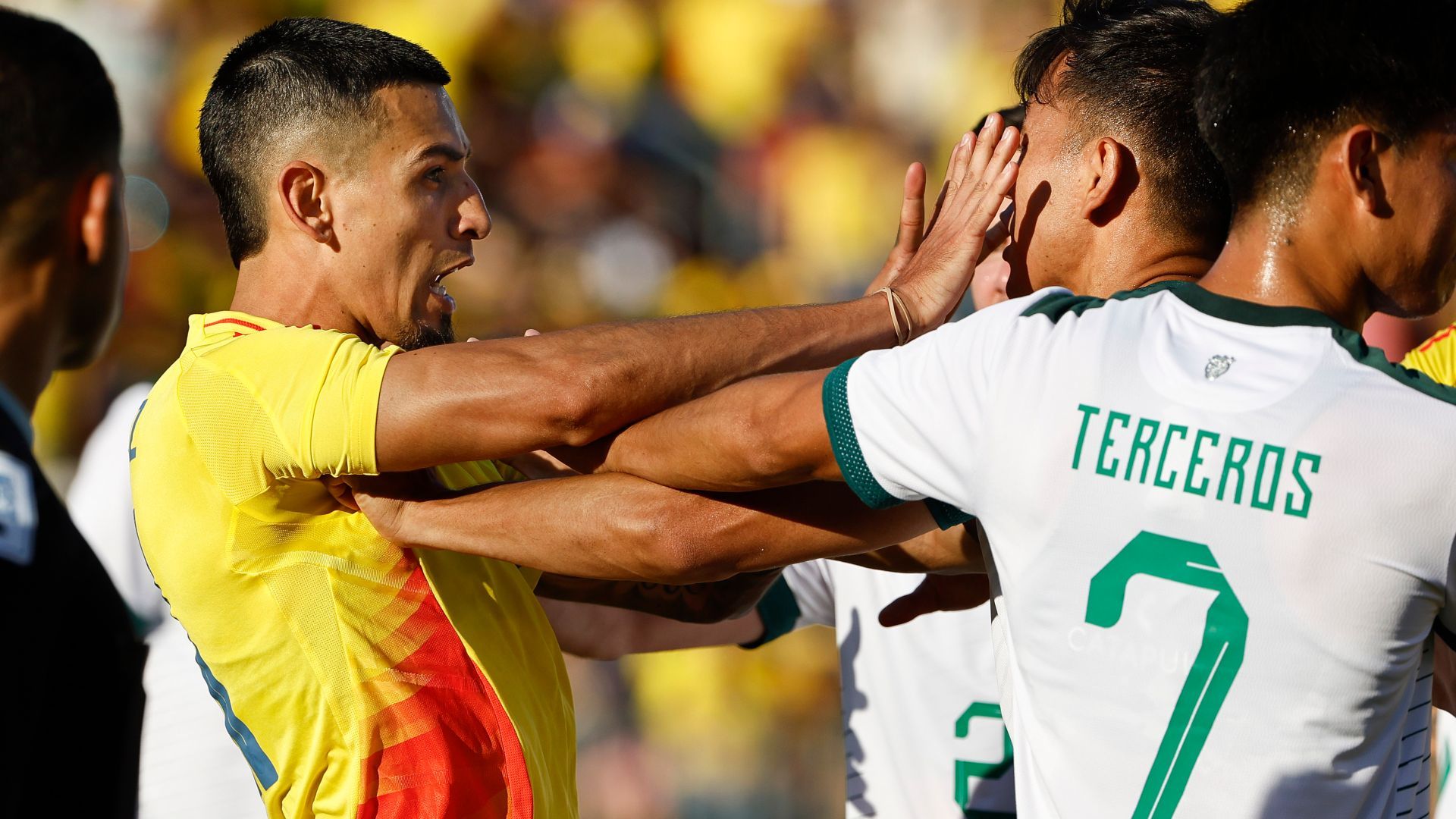 1920x1080 Watch as mass brawl breaks out after horror tackle on Luis Diaz in Colombia's chaotic win over Bolivia