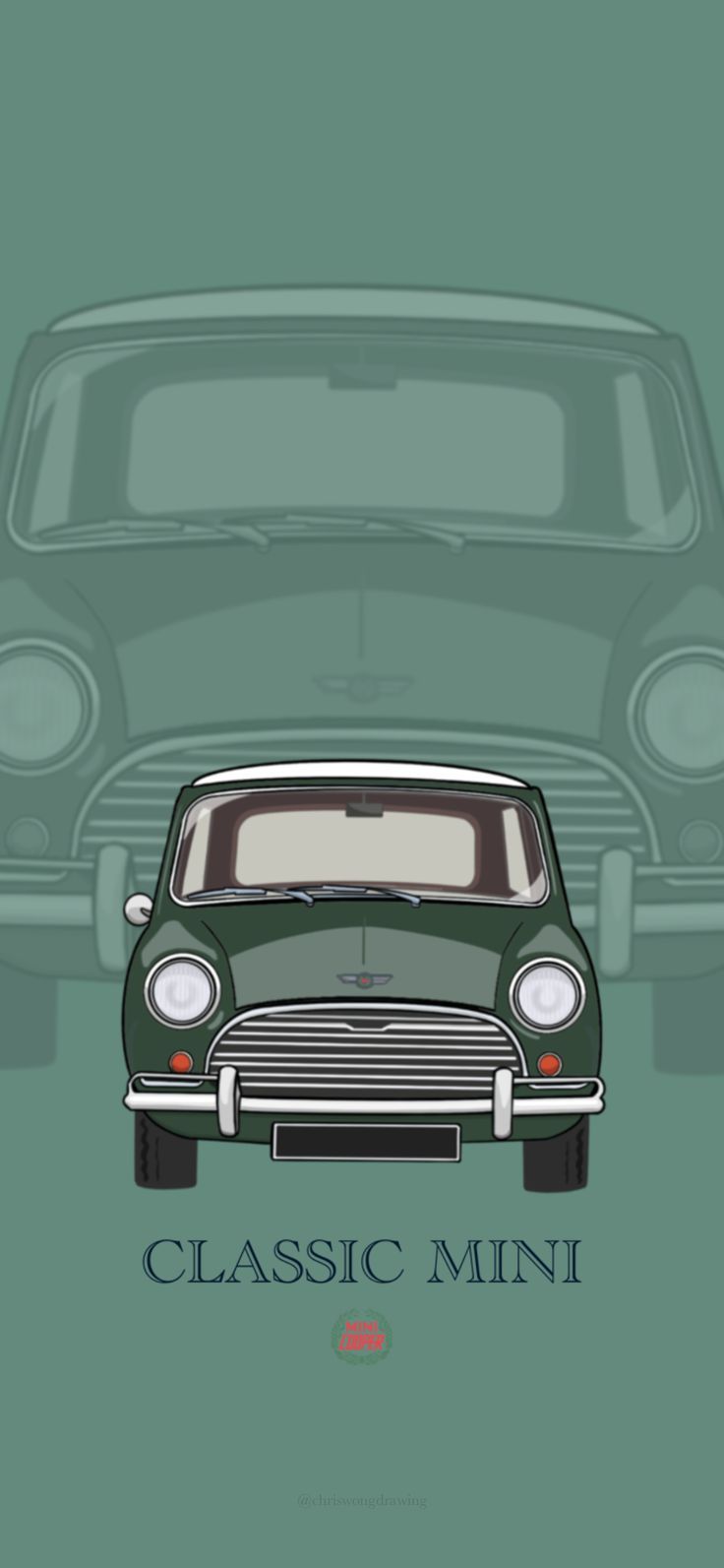 736x1593 Classic Mini illustration iPhone wallpaper (green)
