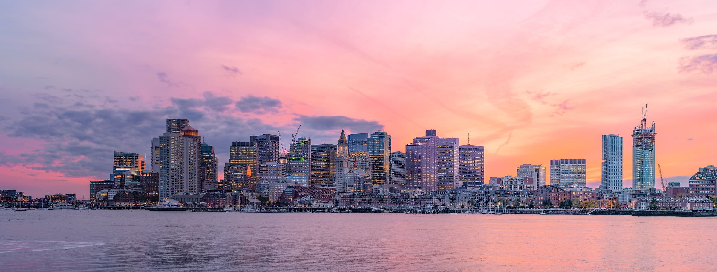 2400x911 Boston sunset photo