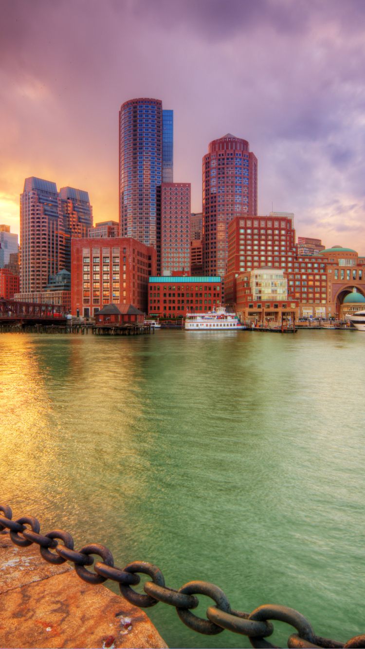 750x1334 Phone wallpaper: Cities, Massachusetts, Usa, Light, Boston, Night, Man Made, Cityscape, Town 271015
