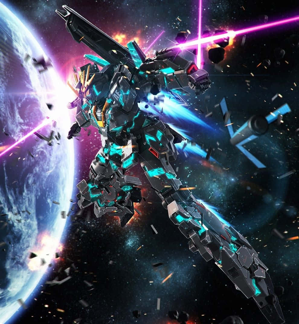 990x1071 Download The Legendary RX 0 Unicorn Gundam Stands Tall In An Epic, Sci Fi Scene Wallpaper