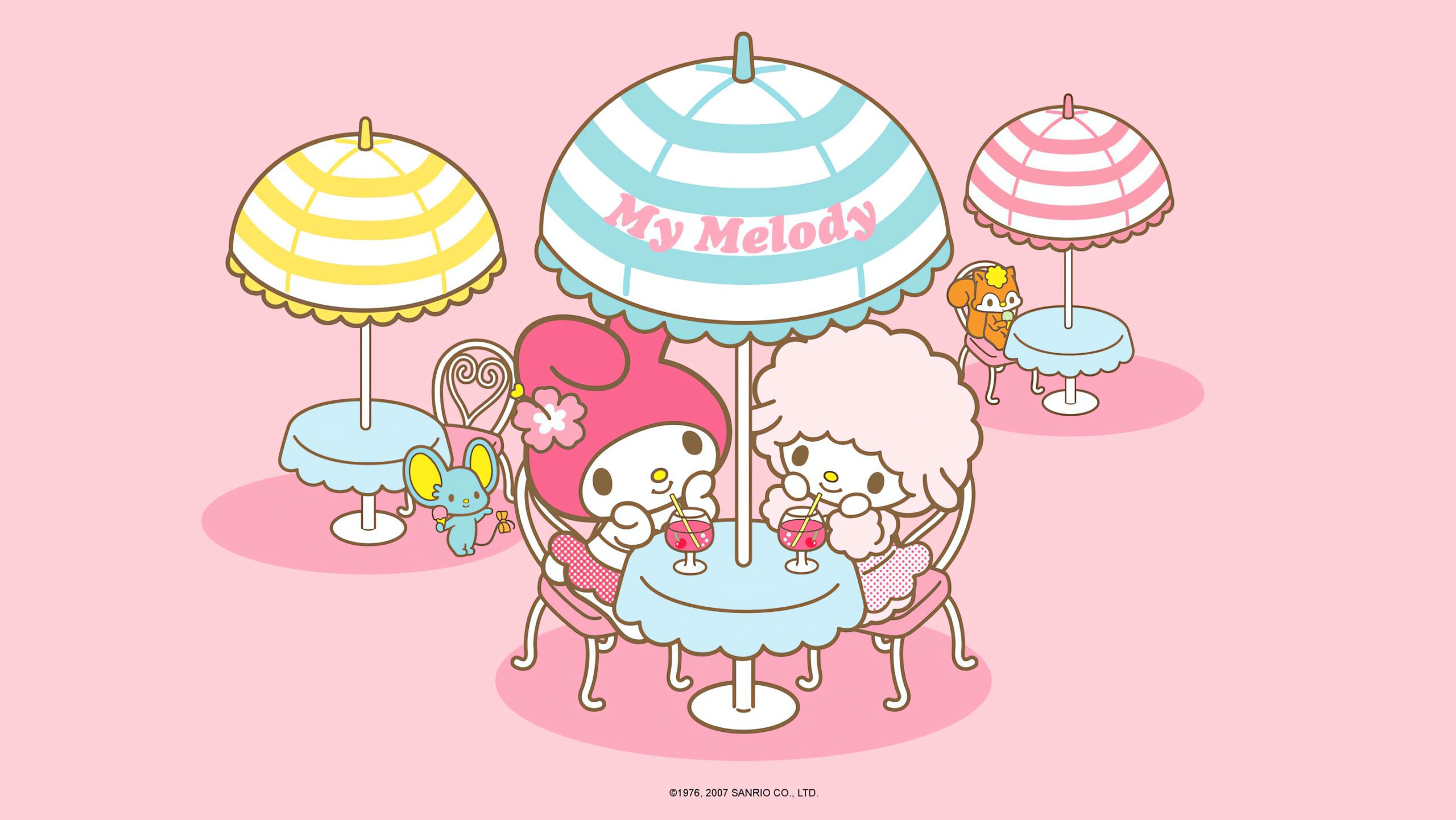 2560x1442 Cute Retro My Melody Pink Cafe Wallpaper