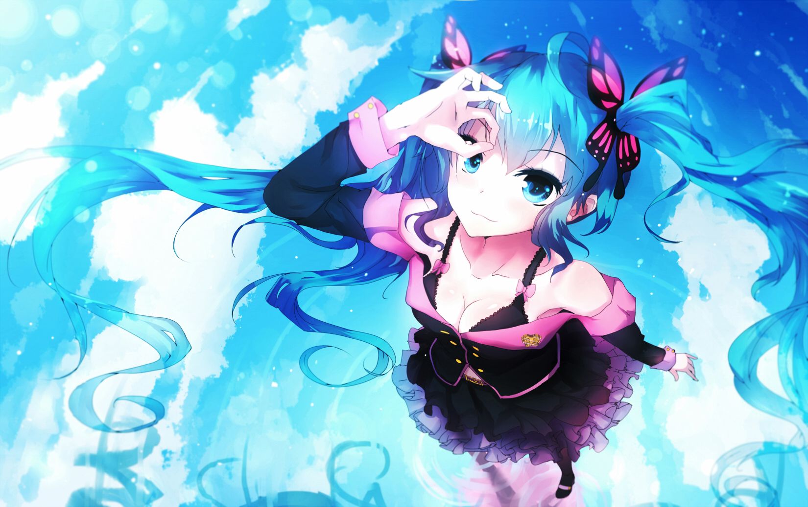 1650x1037 Phone wallpaper: Hatsune Miku, Cute, Anime, Vocaloid, Blue Eyes, Blue Hair, Long Hair, Project Diva, Twintails 679646