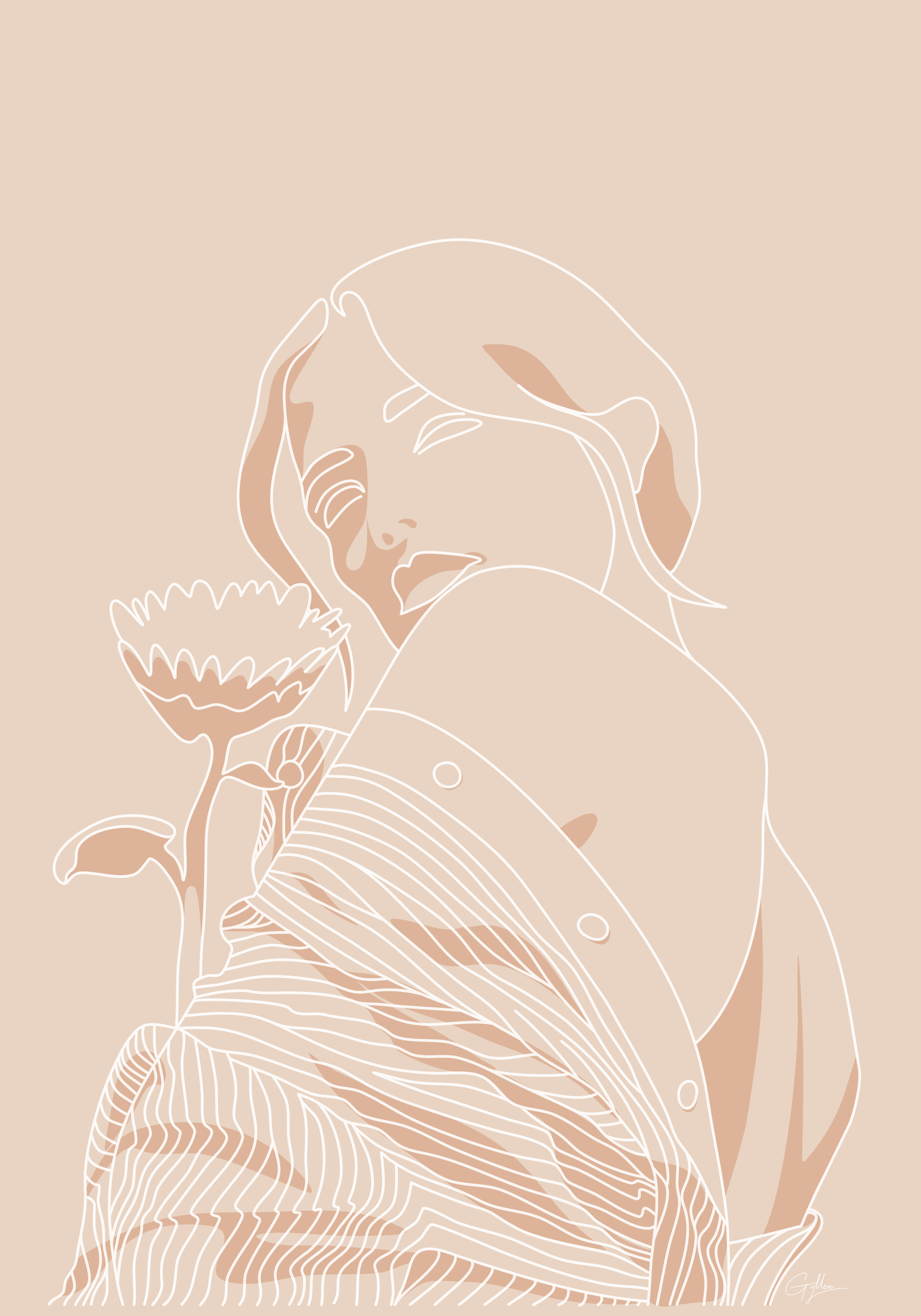 4000x5714 Women Aesthetic Line Art Wallpaper