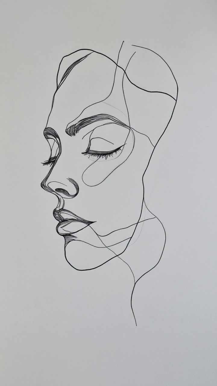 720x1280 Minimalist Line Art iPhone Wallpaper: Portrait Drawing (Digital Download)
