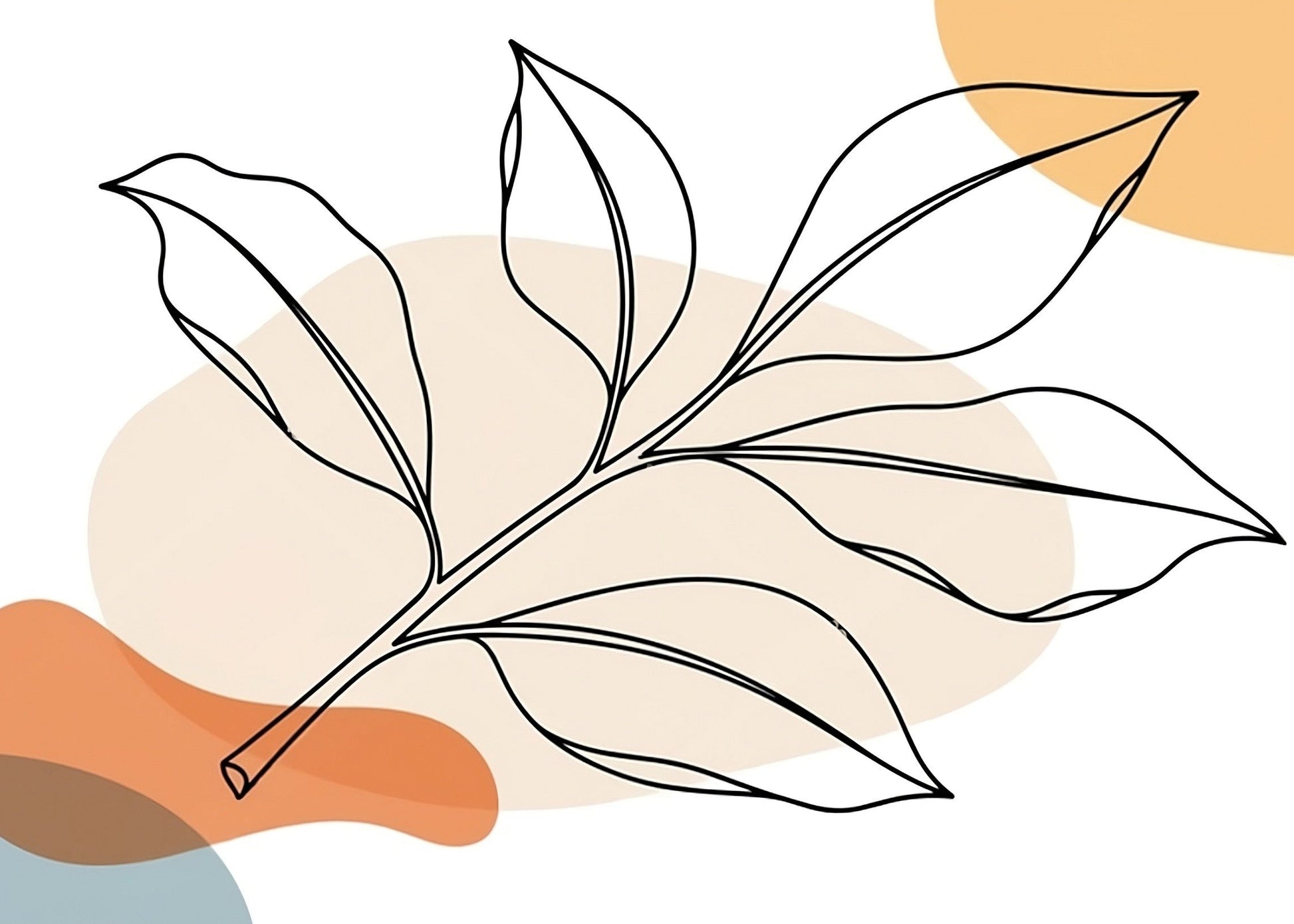 1946x1390 Minimal Abstract Leaf Line Art with Warm Organic Shapes