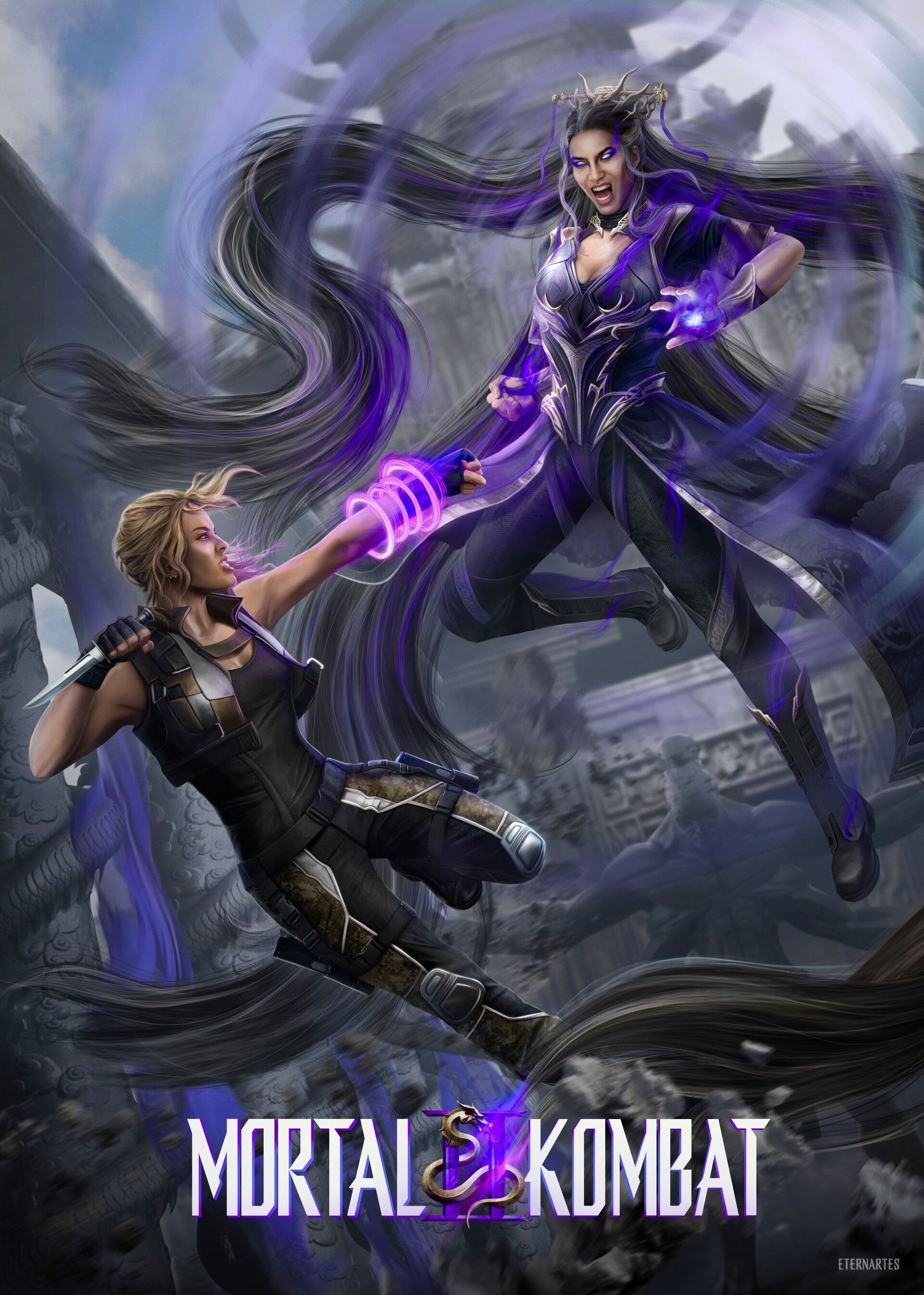 1920x2690 Eternartes Blade vs Queen Sindel Mortal kombat 2 artwork