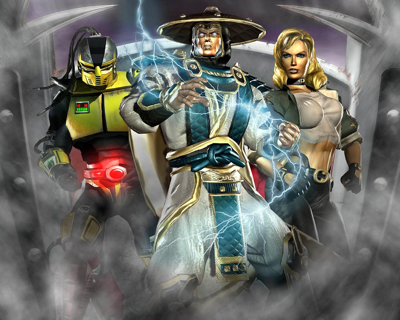 1280x1024 MK Mortal Kombat Deadly Alliance MKDA Official Wallpaper Cyrax Sonya Raiden