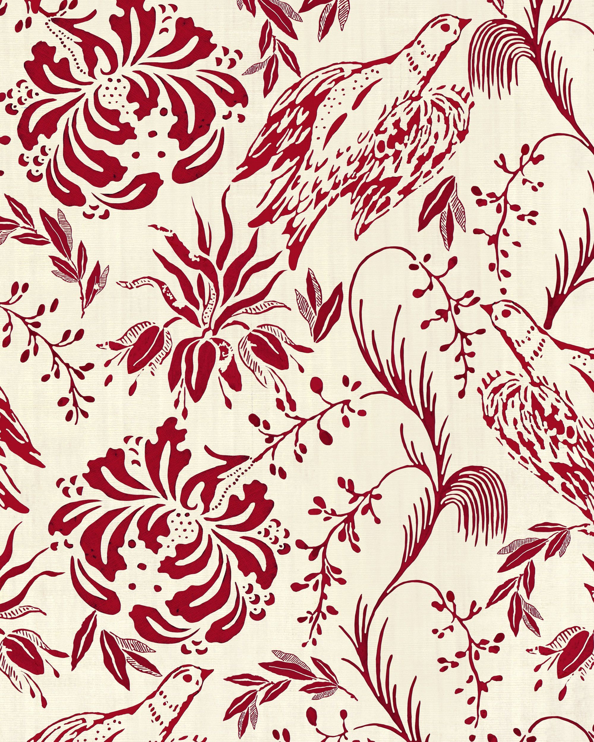 2000x2500 FOLK EMBROIDERY Crimson Wallpaper