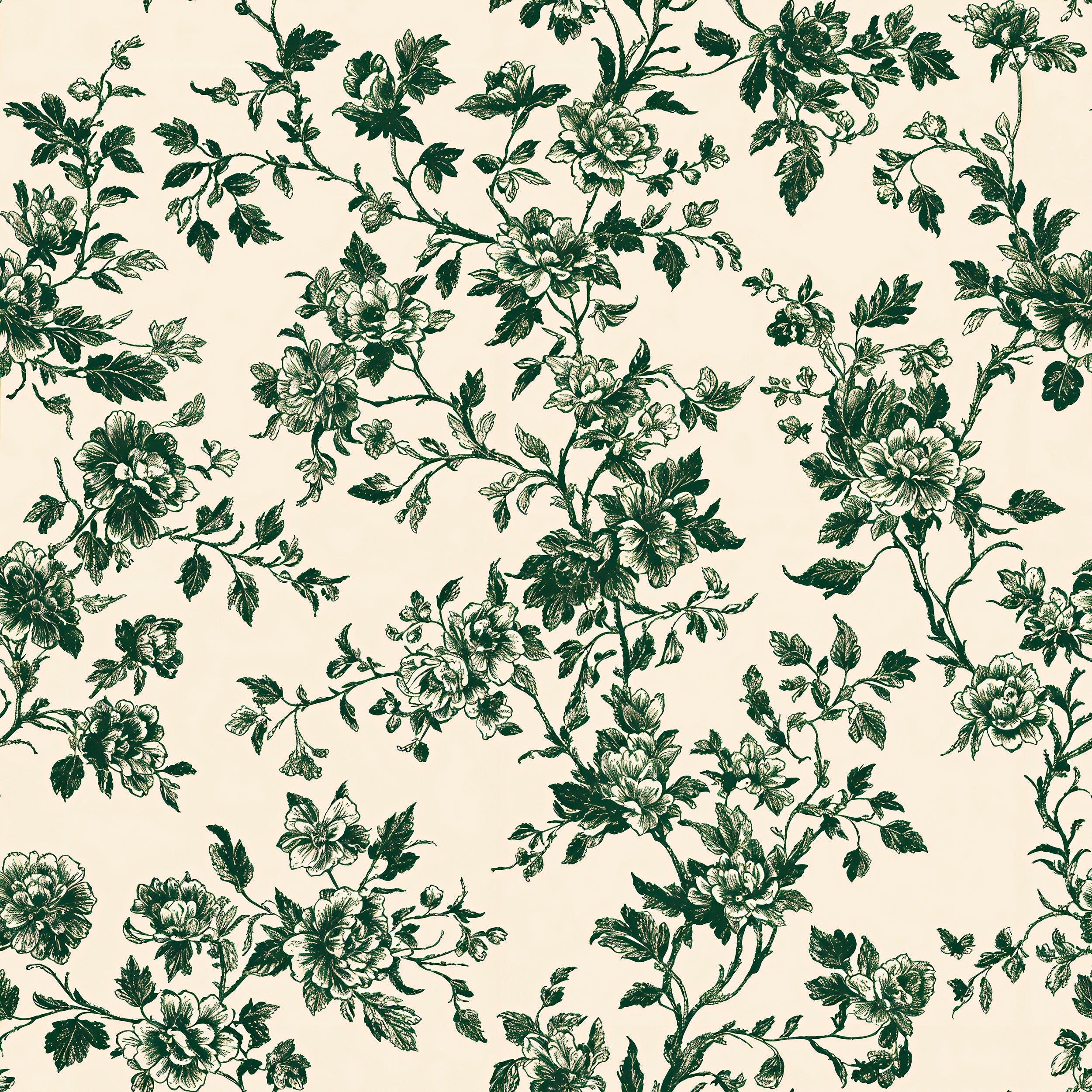 2500x2500 Vintage Green Branches On Beige Wallpaper And Stick Wallpaper Peel & Stick PVC Free / 28W X 132H