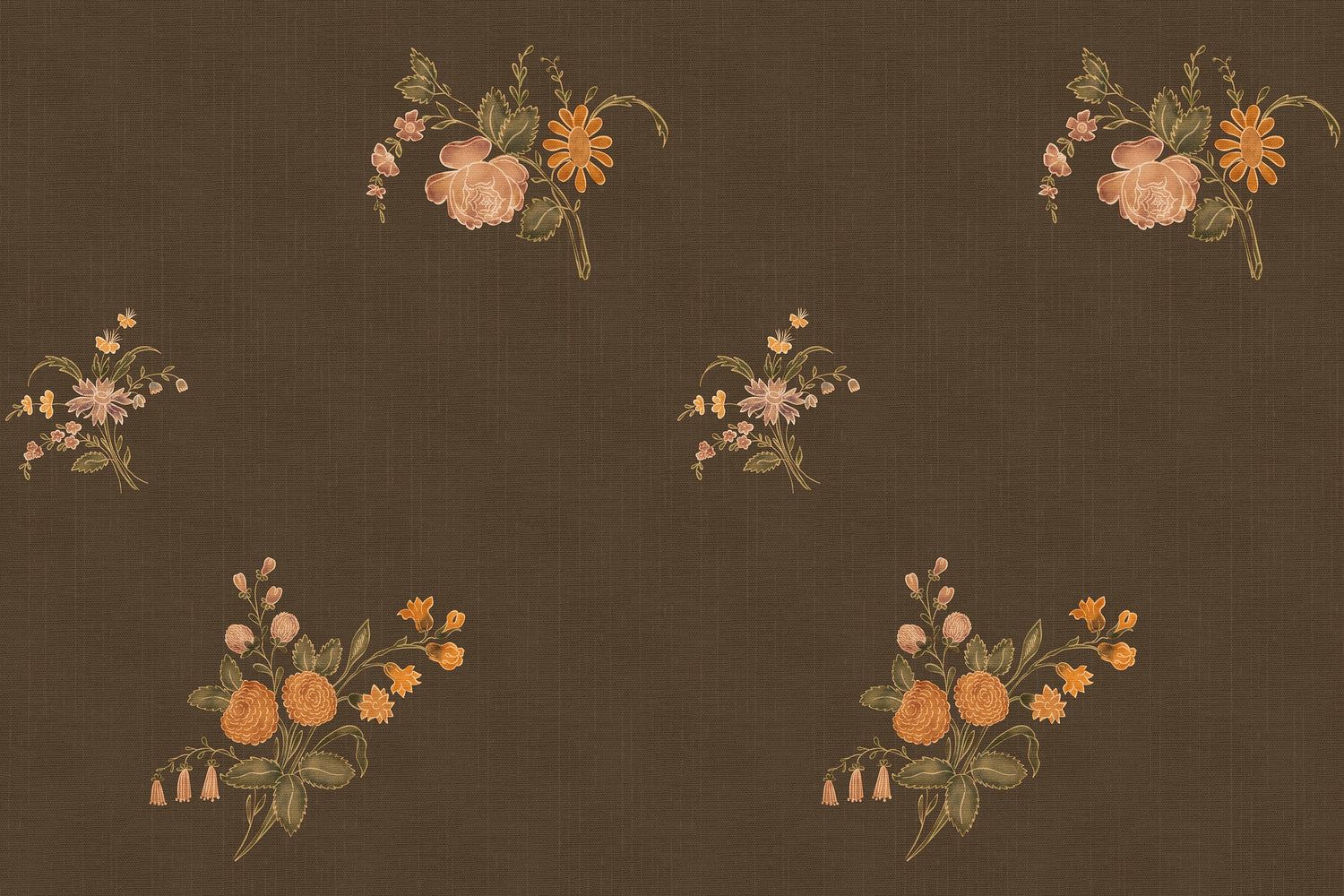 1500x1000 Brown Heritage Floral Wallpaper. Removable Peel & Stick. Made in USA 24''W x 75''H / Faux Grasscloth