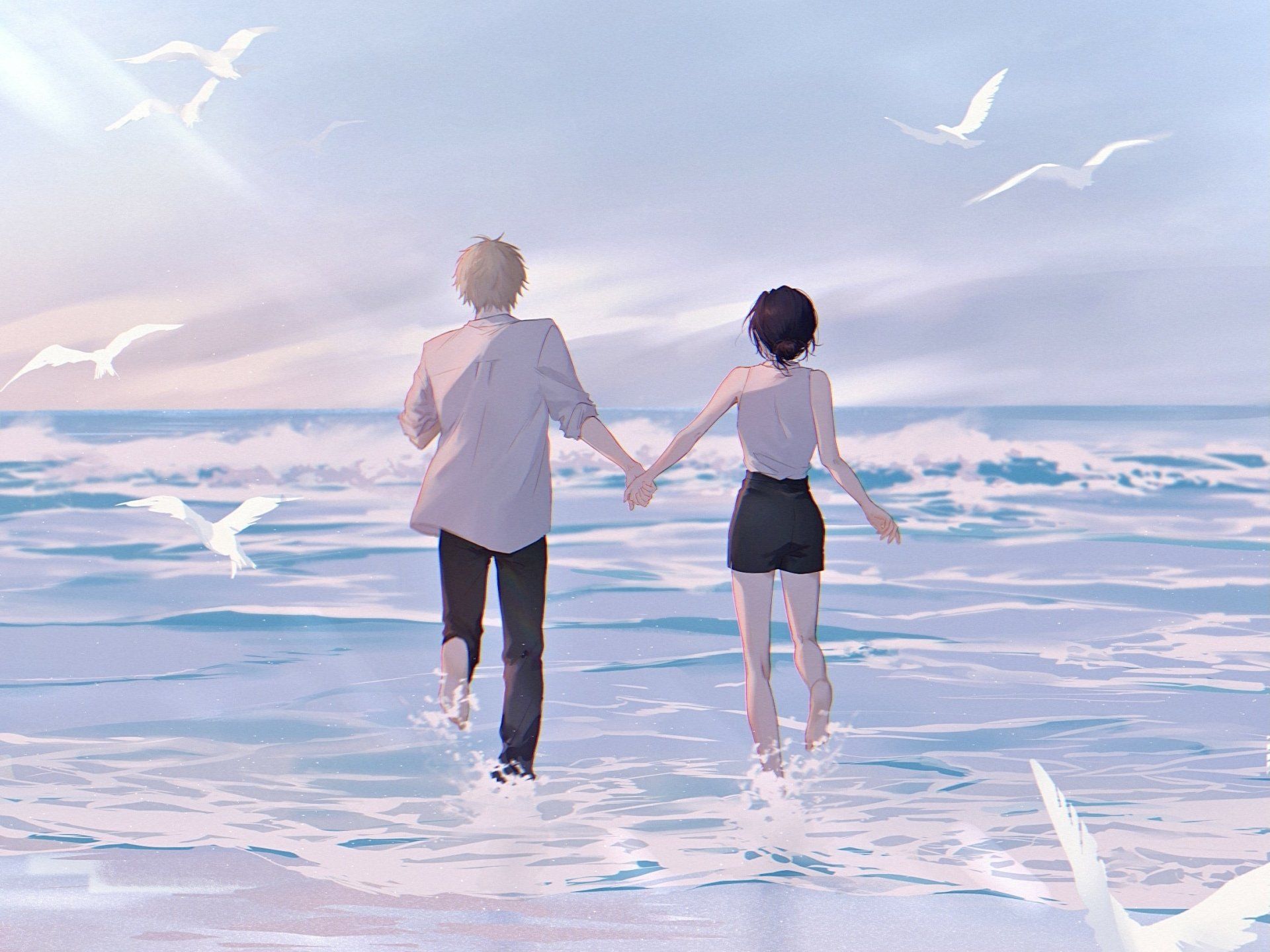 1920x1440 Chainsaw Man HD: Denji & Reze's Serene Seaside Moment by 浜x1708