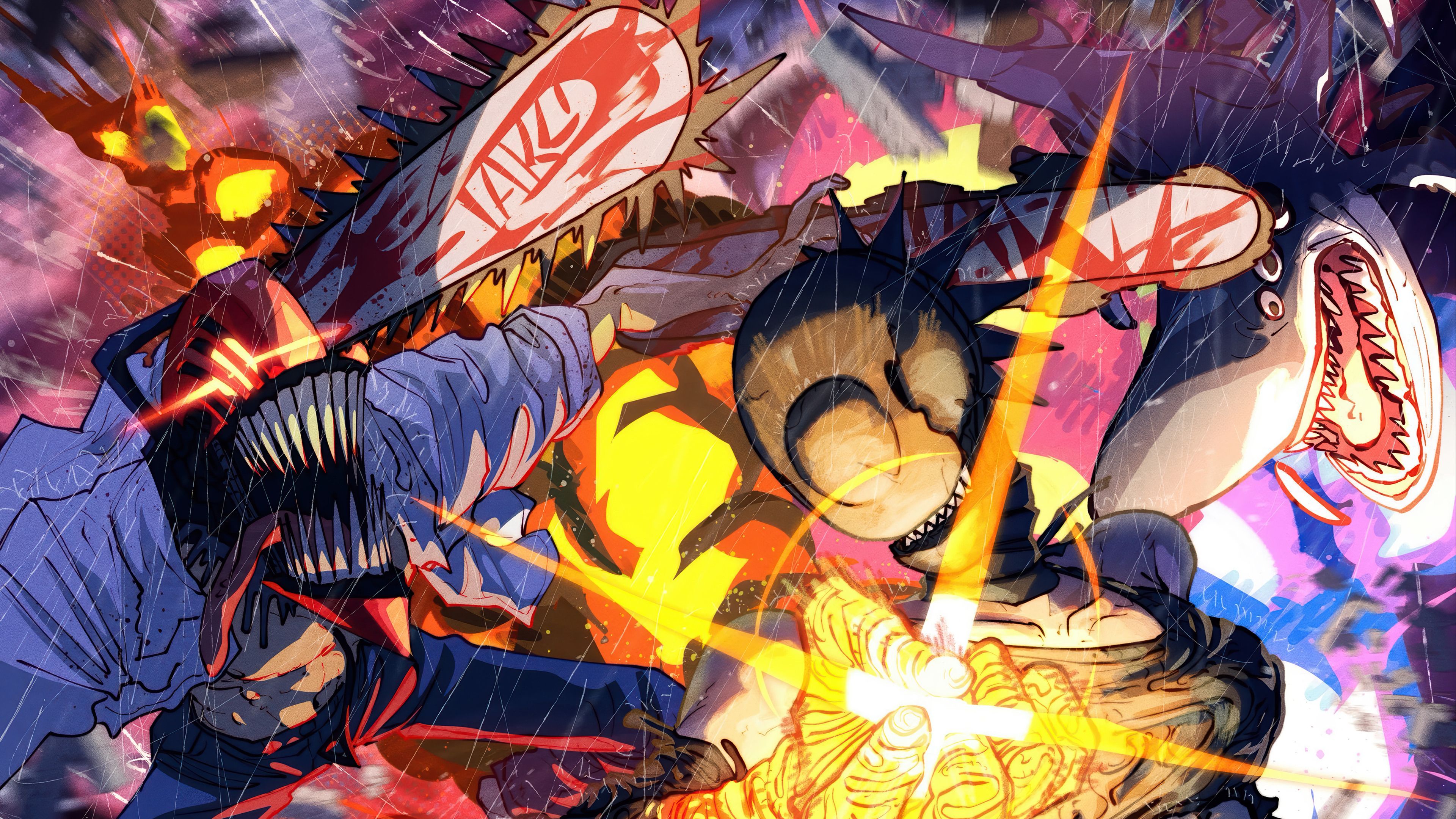 3840x2160 Denji vs. Reze Chainsaw Man 4K Wallpaper PC HD