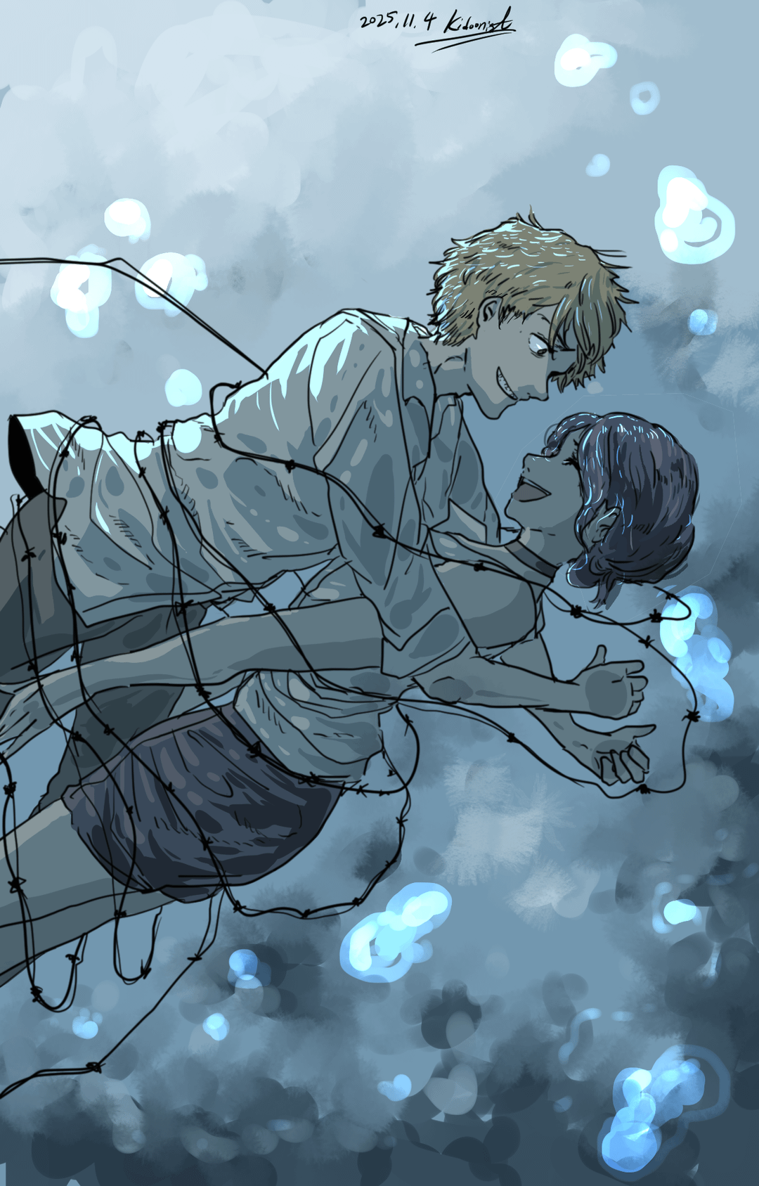 1080x1687 Denji and Reze under the water