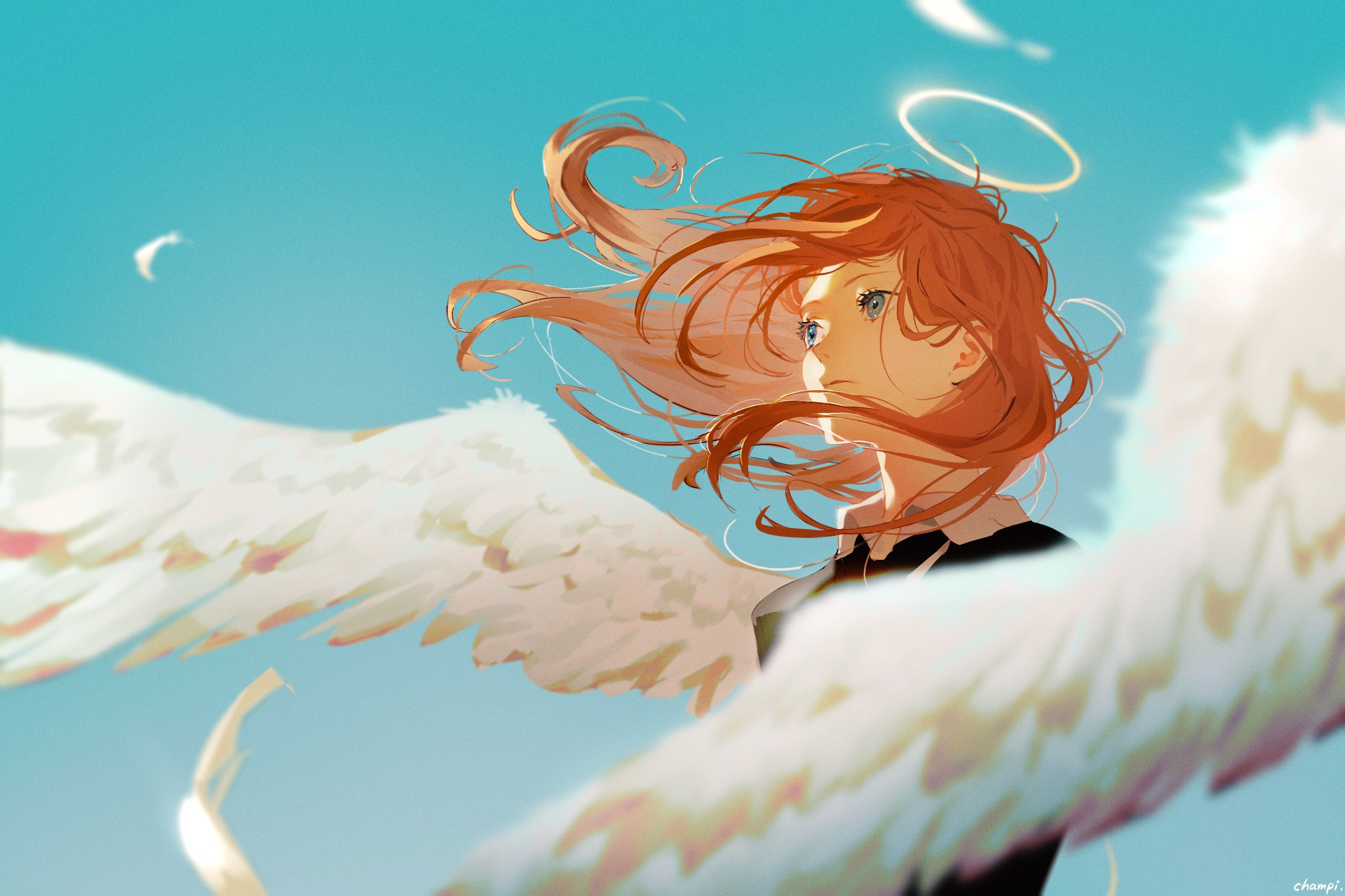 3000x1999 Wallpaper the sky, angel, the demon, fantasy, guy, Chainsaw Man, Angel Devil for mobile and desktop, section арт, resolution 3000x1999