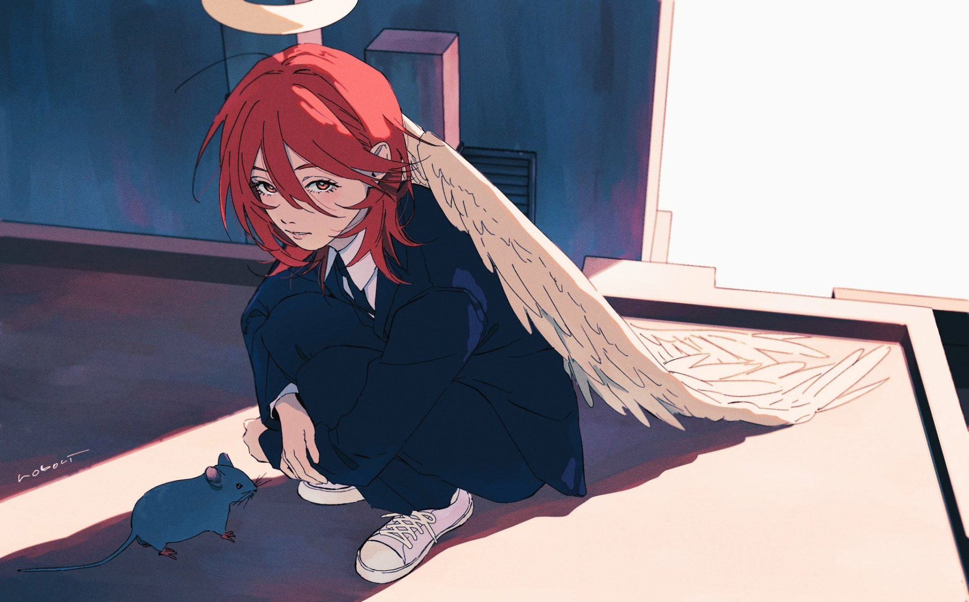 1920x1193 Angel Devil Man HD Wallpaper: Rooftop Solace