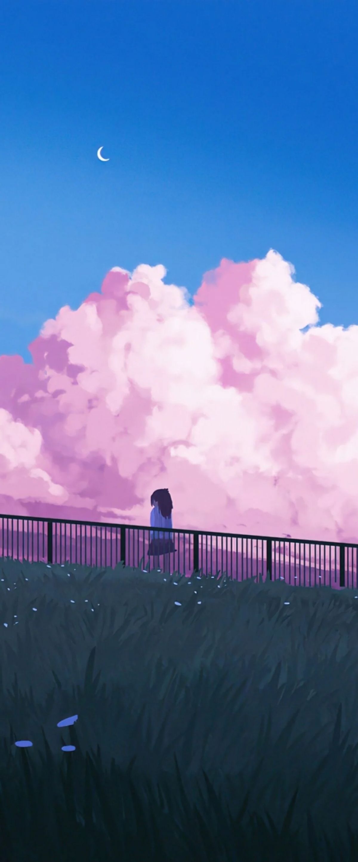 1200x2884 Anime Girl Cloud Crescent