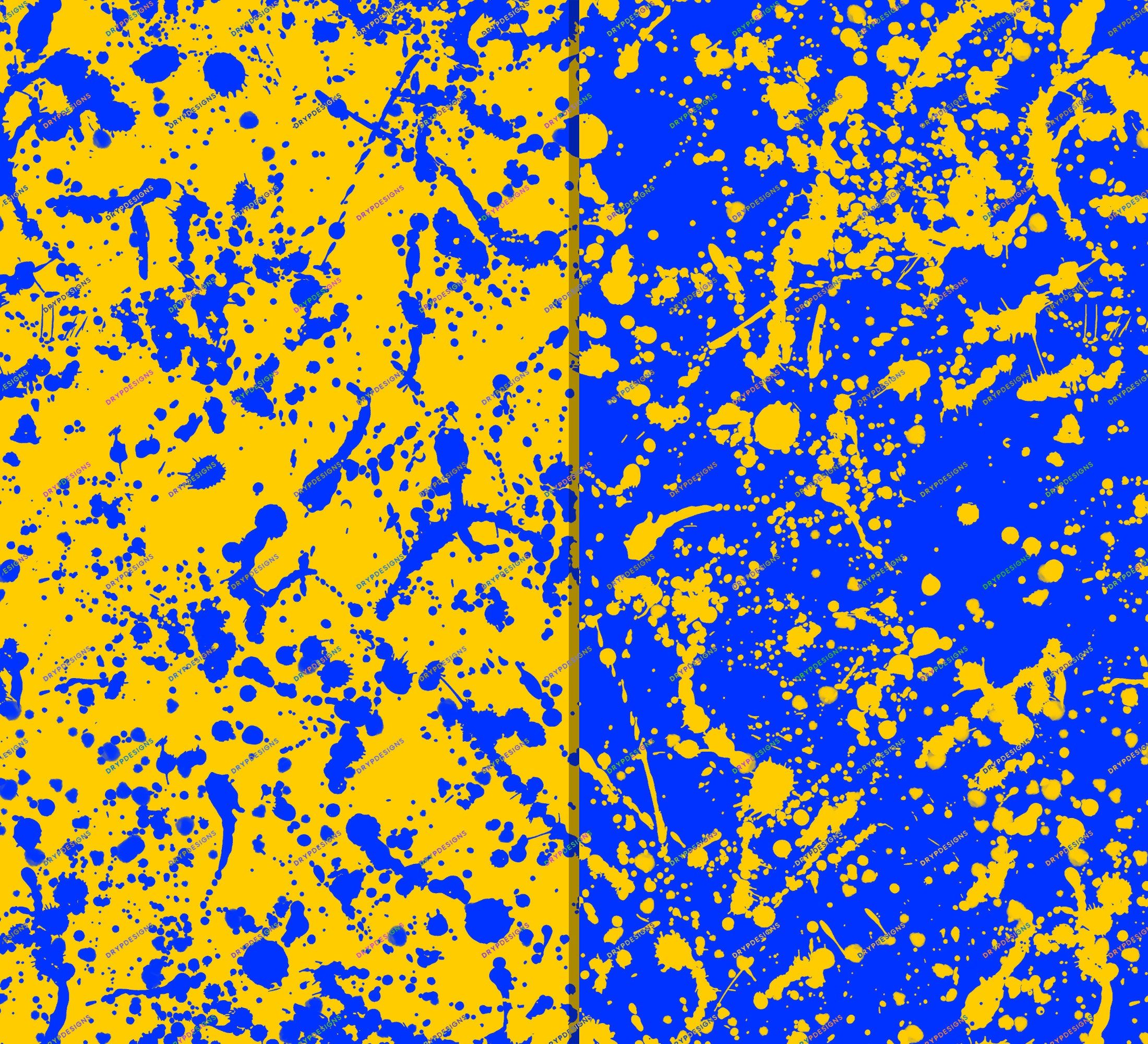2200x2000 Blue + Yellow Paint Splatter Seamless Digital Paper Background Splattered Wallpaper Digital Download Files