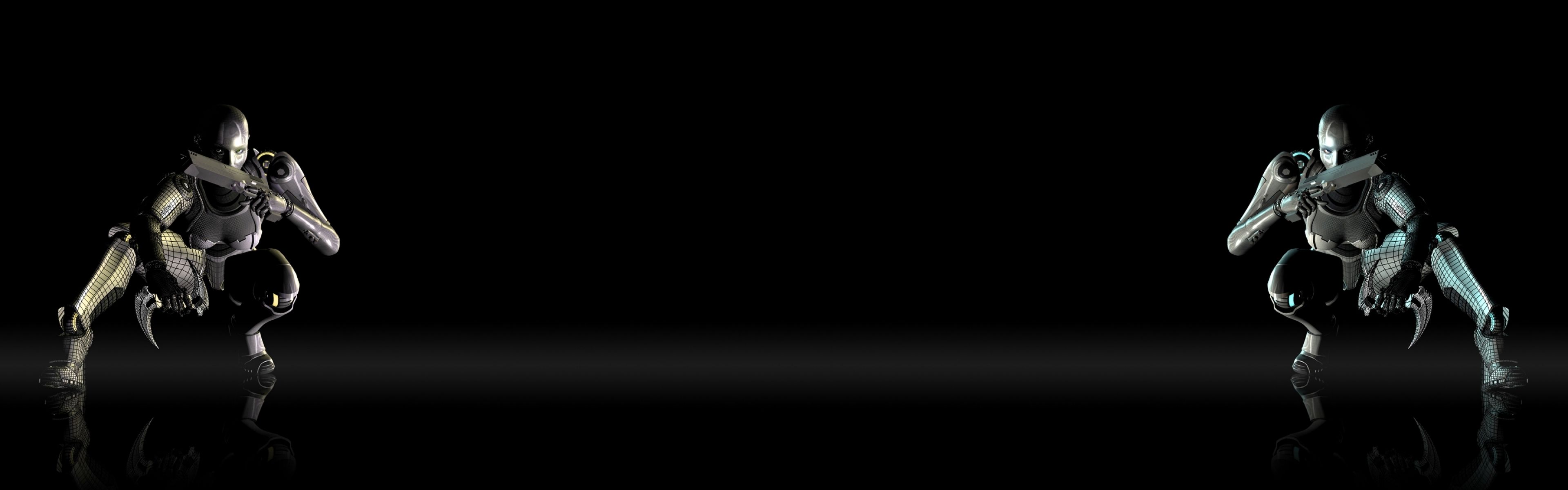 3840x1200 Black Dual Monitor Wallpaper