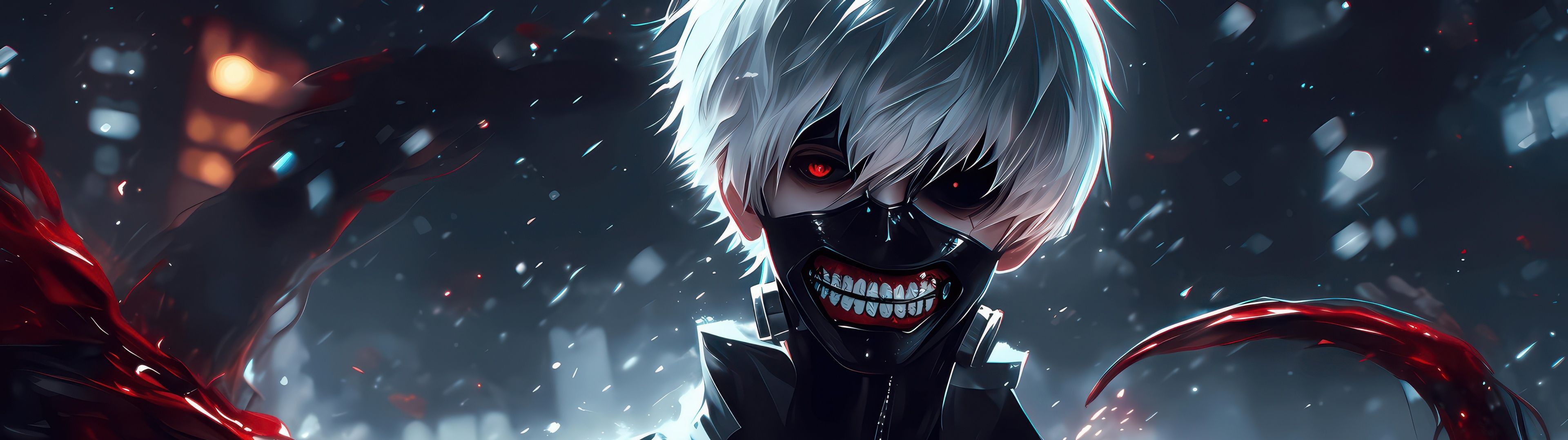 3840x1080 Ken Kaneki Wallpaper 4K, Gothic, Tokyo Ghoul, 5K