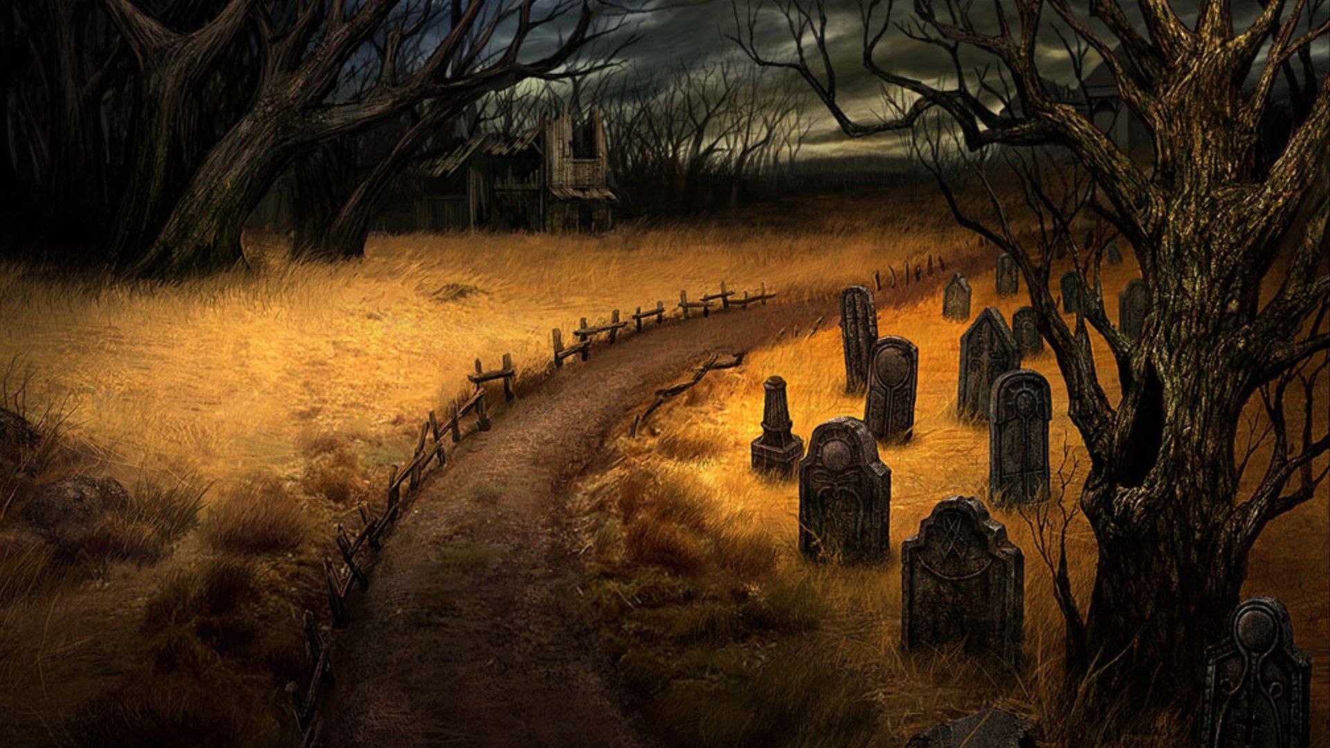 1920x1080 Haunting Twilight: Dark Cemetery HD Wallpaperx1080