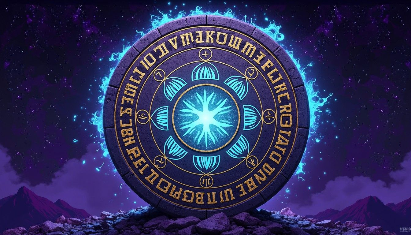 1344x768 Free Glowing Cosmic Runes Image, Runes, Cyan