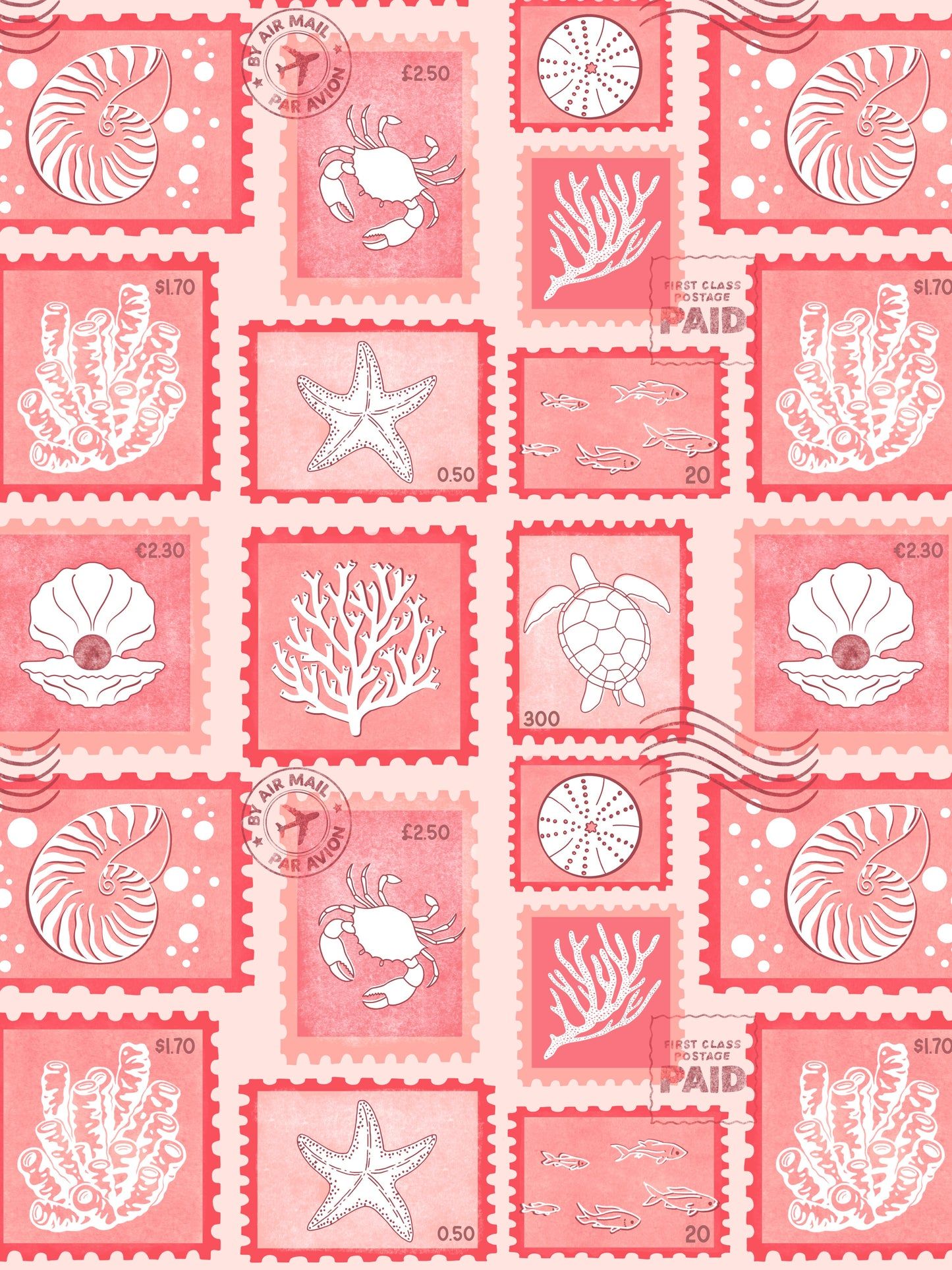 1445x1927 Put your stamp on it' postage stamps wallpaper in coral