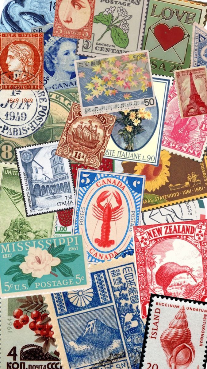 675x1200 Vintage Postage Stamp Wall Art. Postcard stamps, Paper collage art, Vector wallpaper