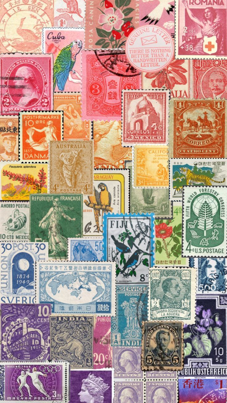 736x1308 Colorful Postage Stamps Wallpaper. Postage stamps collage, Handmade journals diy, Postage stamp design