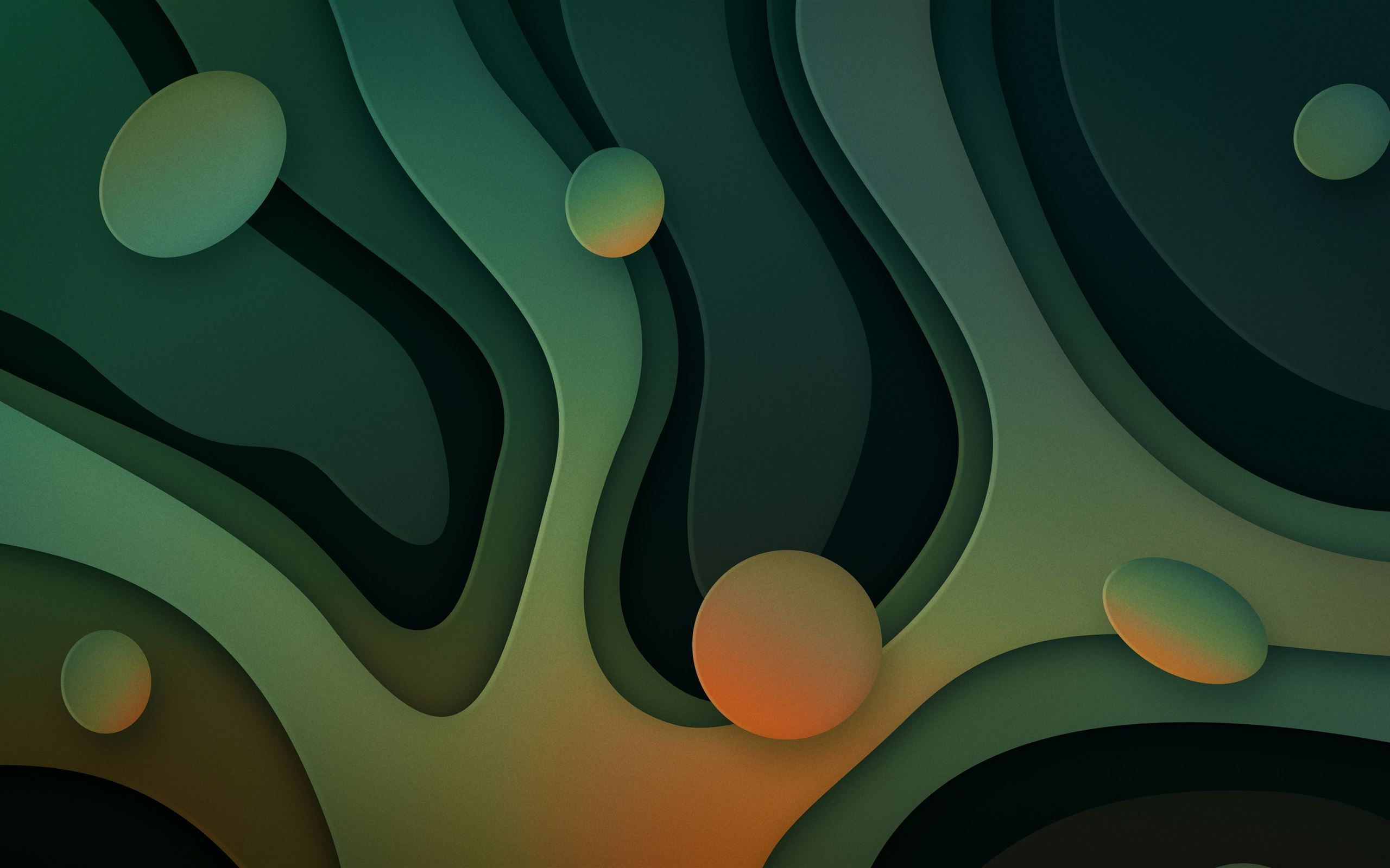 2560x1600 a green and orange abstract background with circle Mac Wallpaper Download