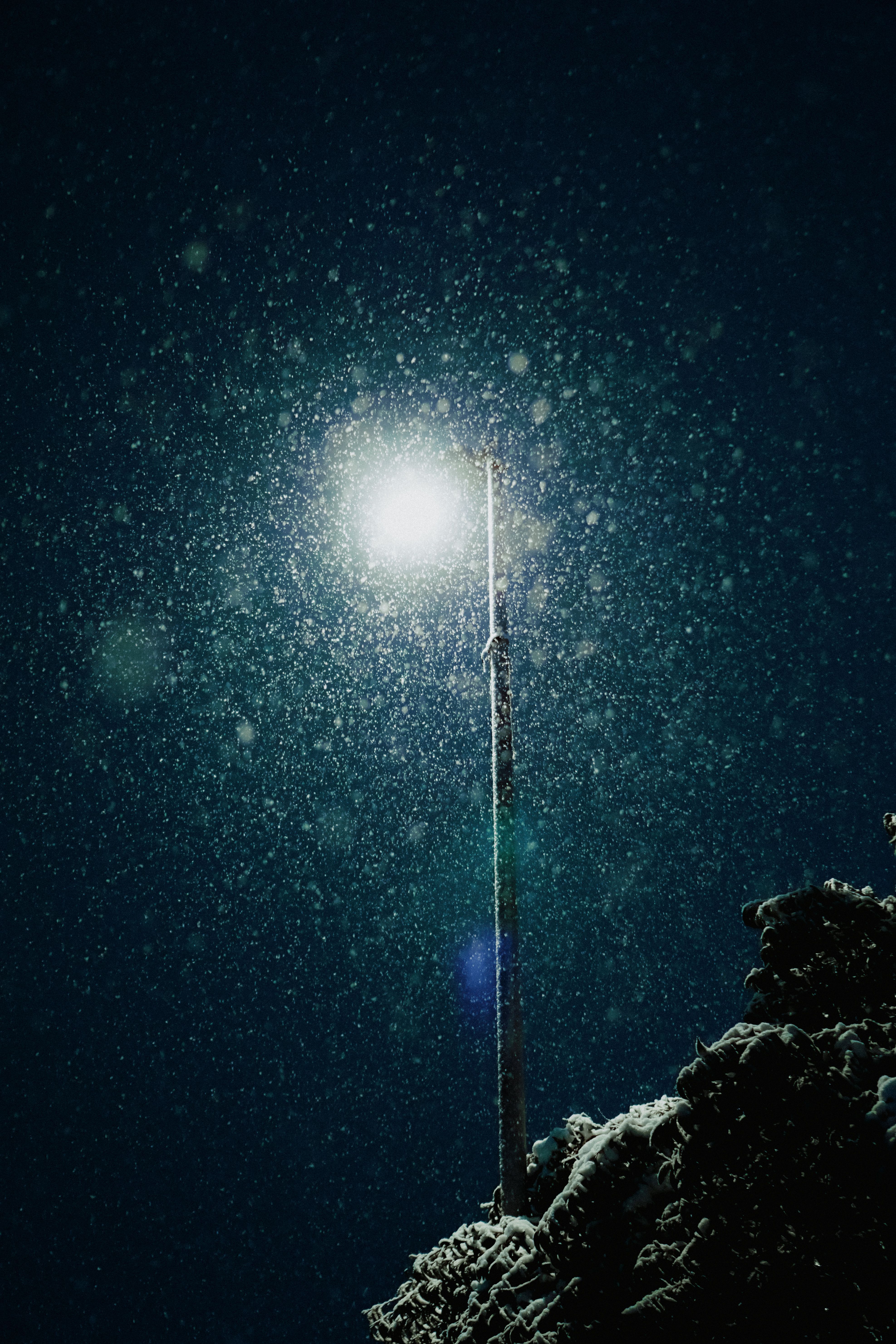 3950x5925 Illuminated Lamp Post During Night Time · Free