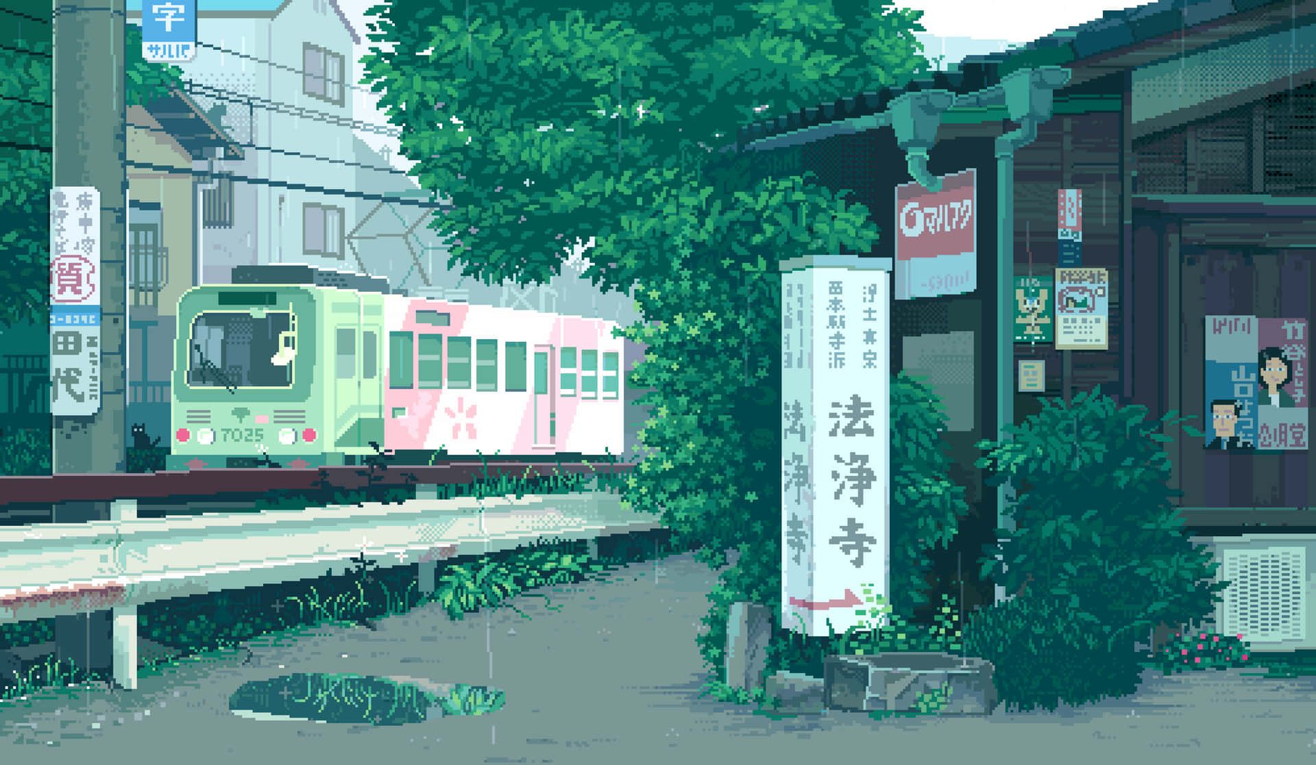 1920x1117 Download Cute Pixel Desktop Train Wallpaper