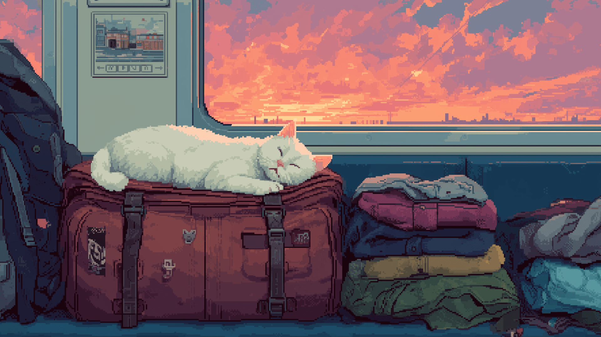 1920x1076 Pixel Art Cat