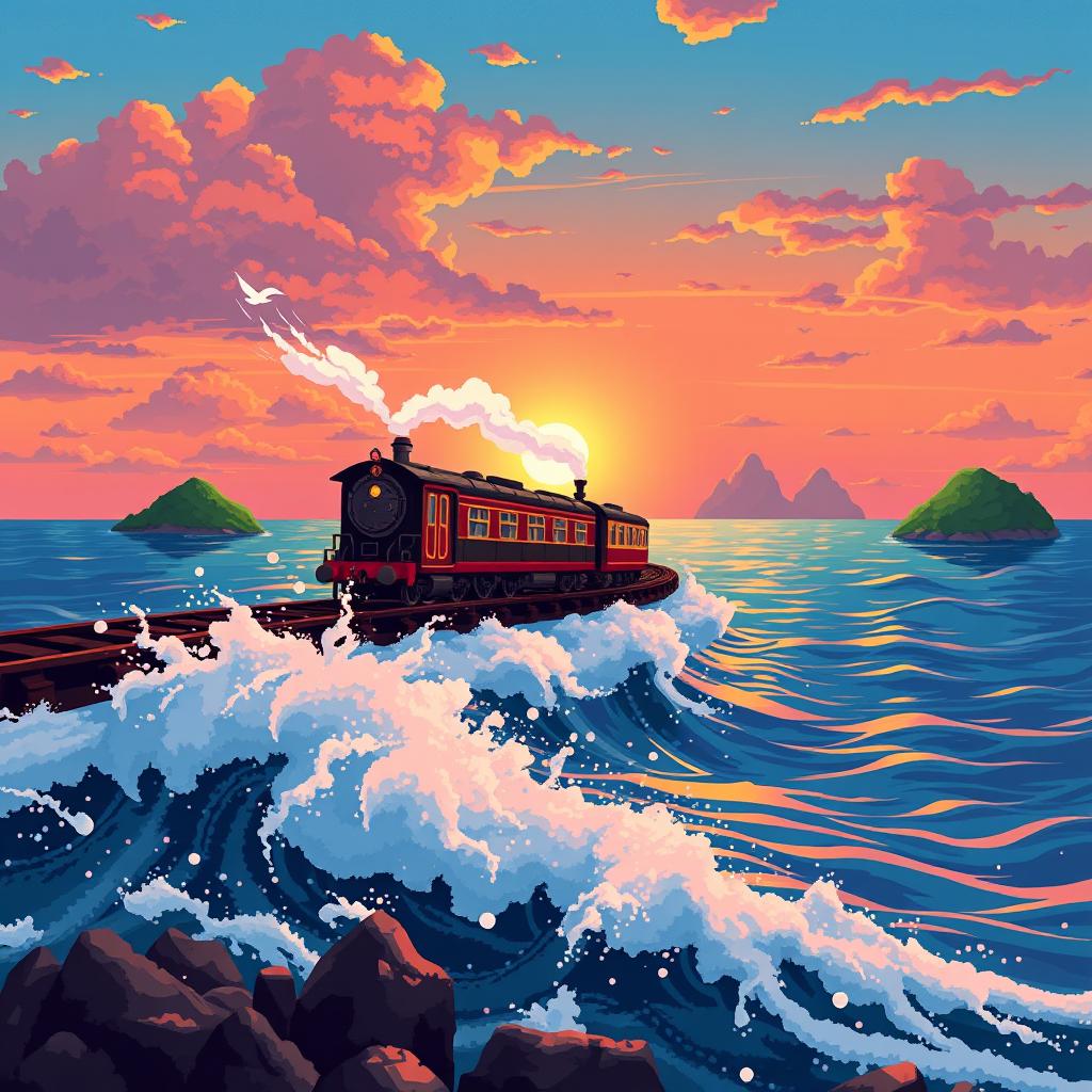 1024x1024 Magical Pixel Art Train Adventure