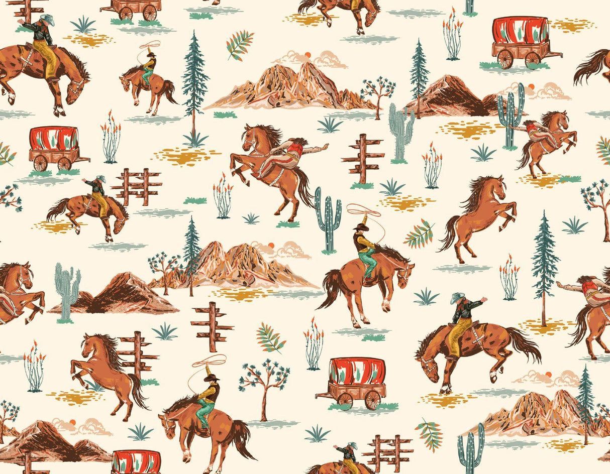 1214x944 Western Mural Wallpaper. Vintage Cowboy Desert Scene