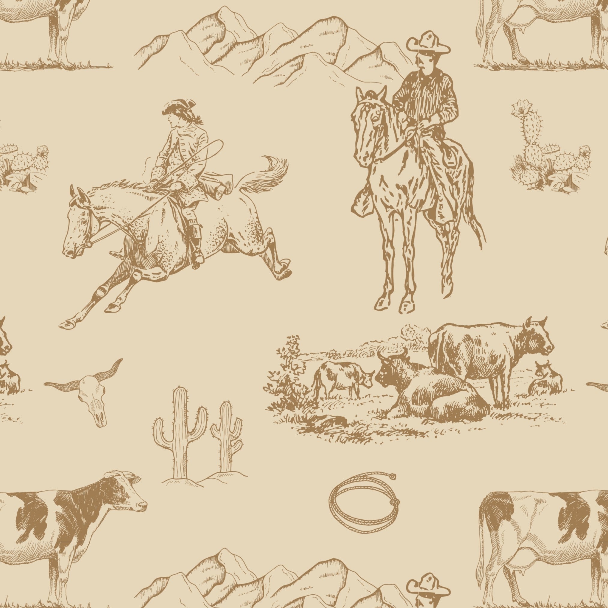 2026x2026 Western Saddle Wallpaper 11W x 30H / Peel and Stick