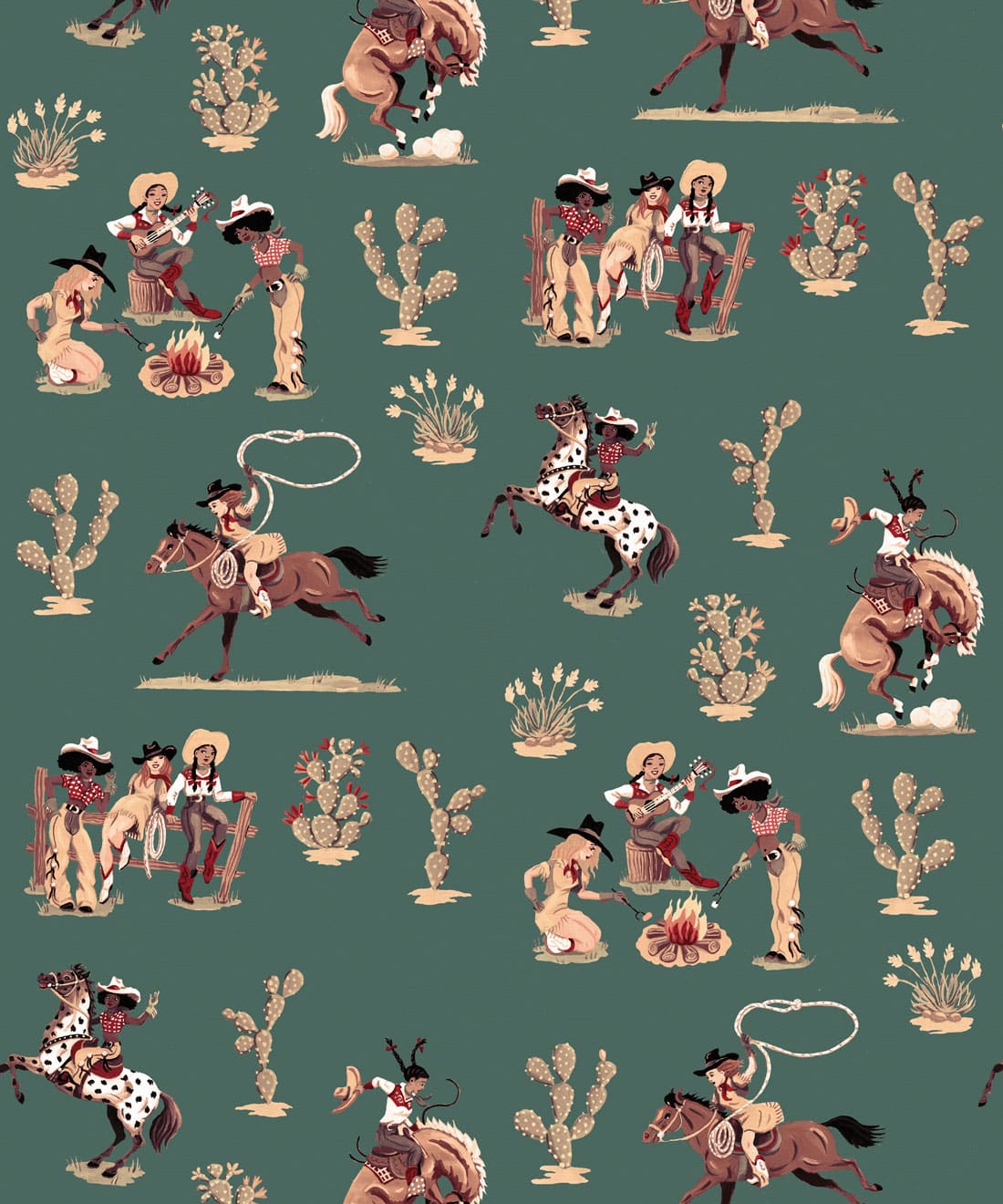 1100x1320 Cliftonville Cowgirls Wallpaper Woven Wallpaper