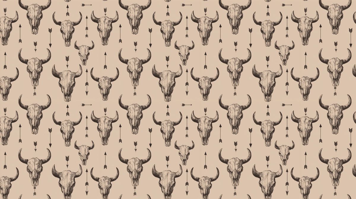 1200x673 Vintage Cow Skull Western Mural Wallpaper
