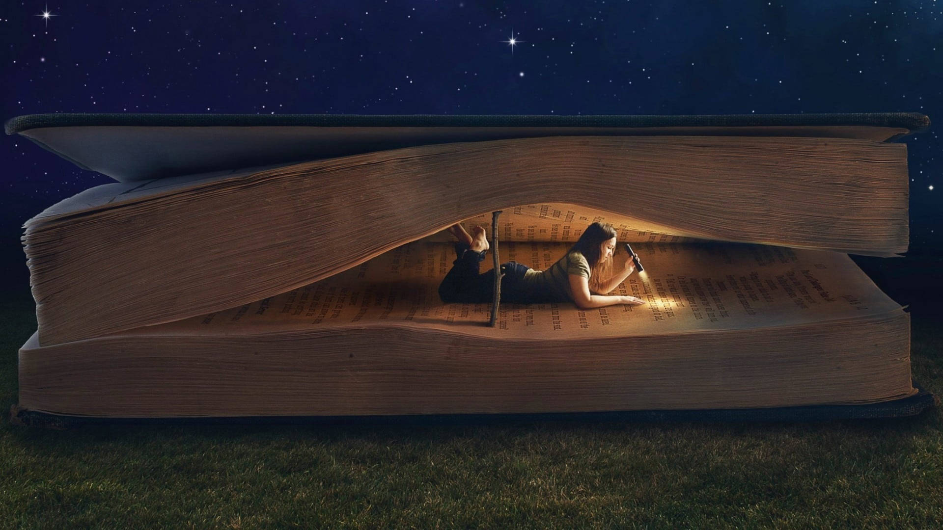 1920x1080 Download Girl Reading Book Fan Art Wallpaper
